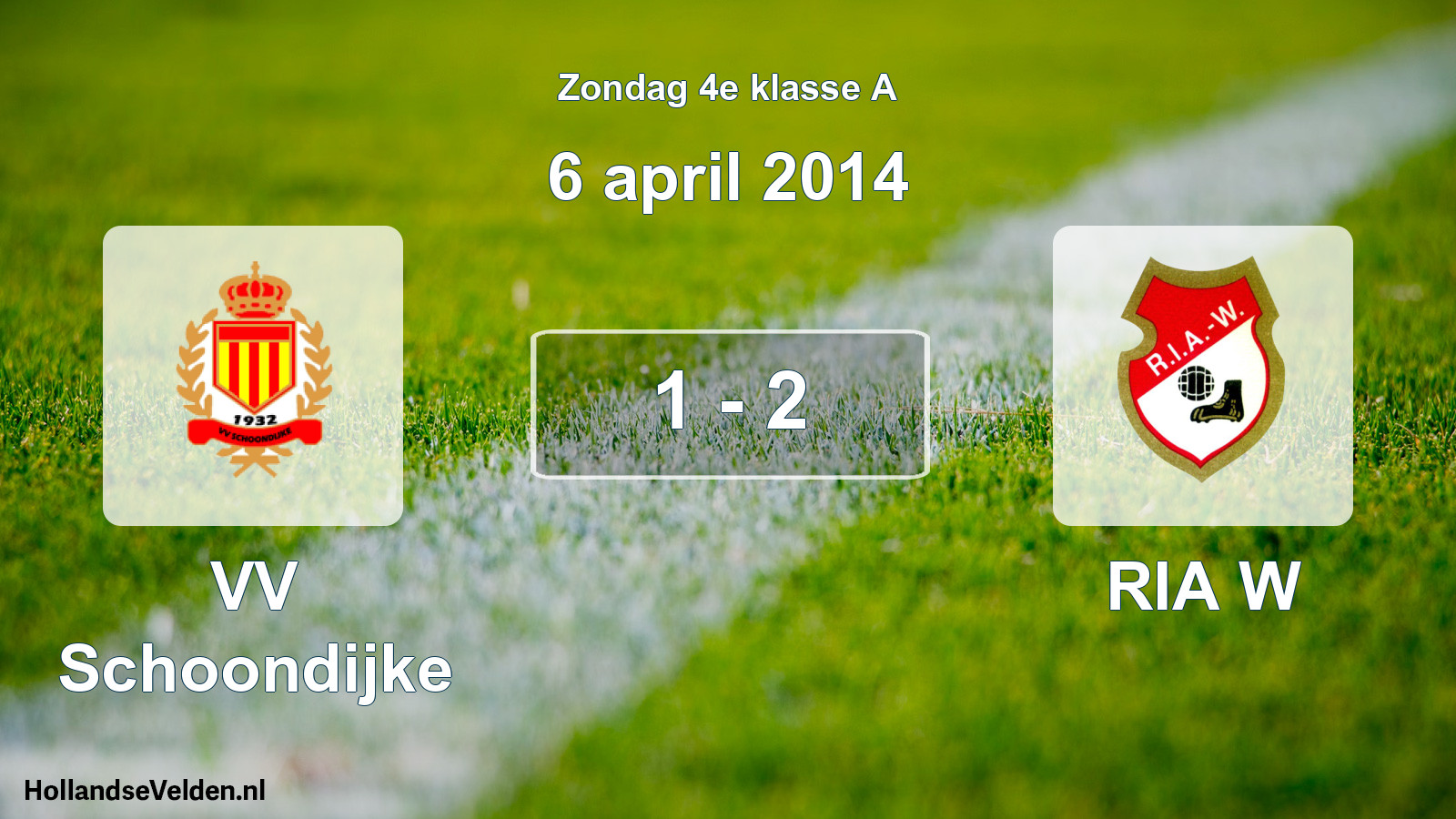Total number of matches played: VV Schoondijke - RIA W 1 - 2 (6 April 2014)