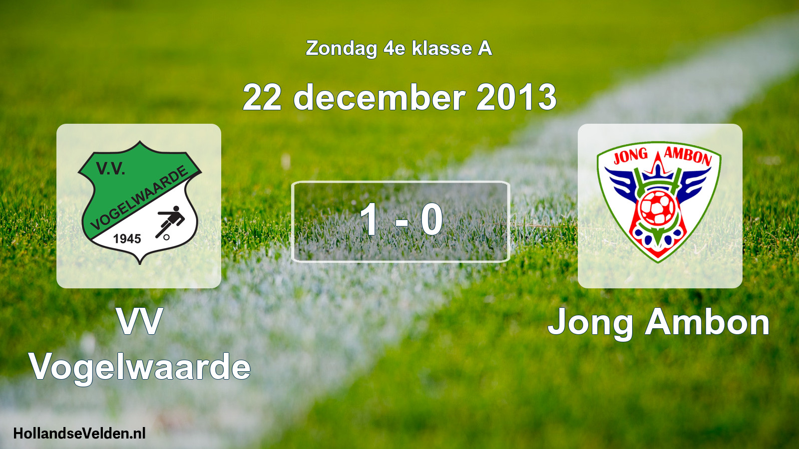 Total number of matches played: VV Vogelwaarde - Jong Ambon 1 - 0 (22 December 2013)