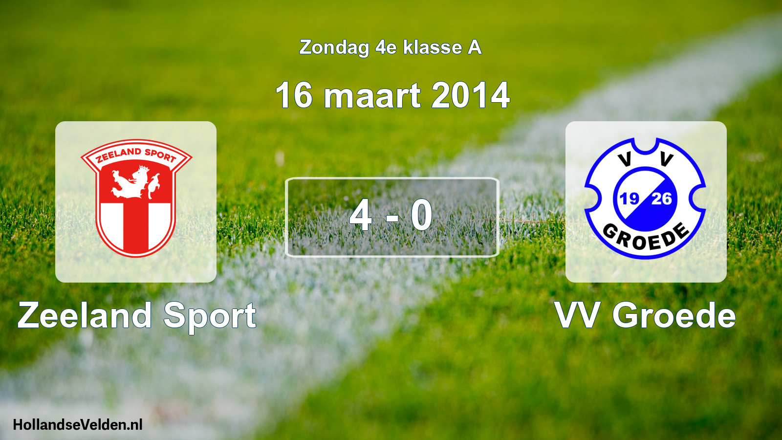 Total number of matches played: Zeeland Sport - VV Groede 4 - 0 (16 March 2014)