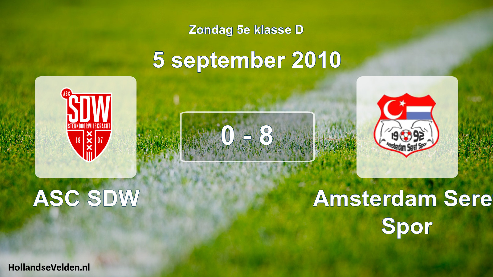 Gespeelde wedstrijd: ASC SDW - Amsterdam Seref Spor 0 - 8 (5 september 2010)