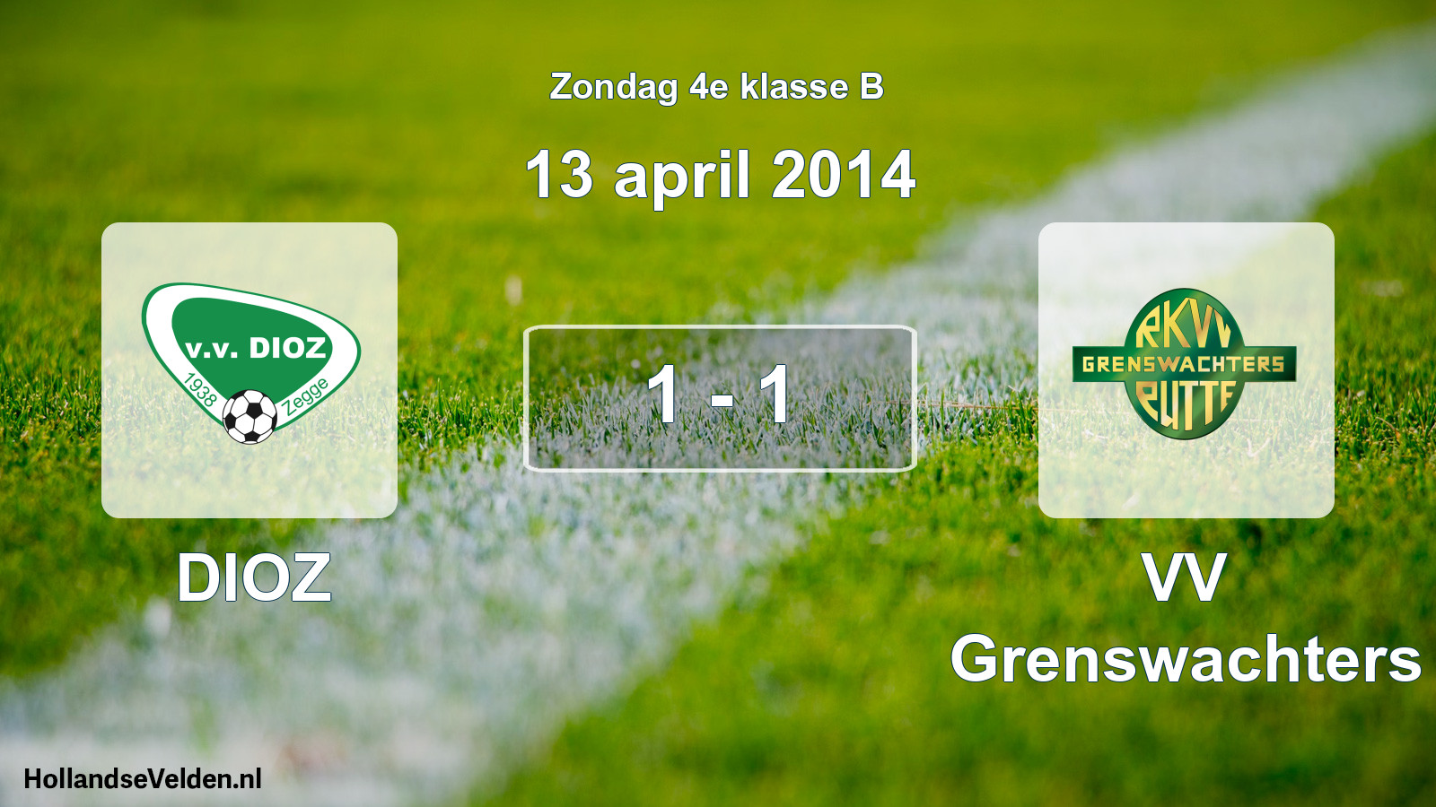 Total number of matches played: DIOZ - VV Grenswachters 1 - 1 (13 April 2014)