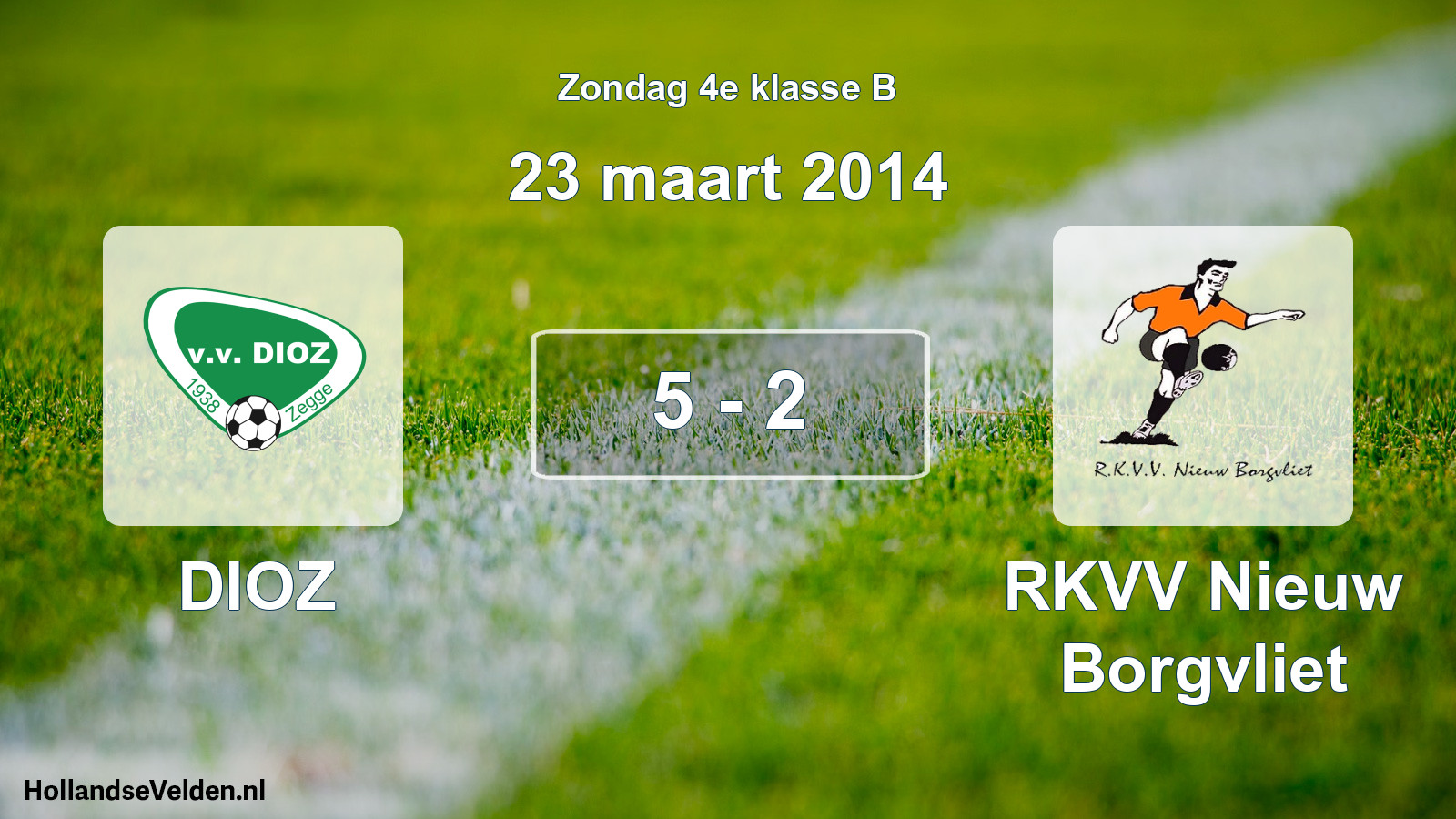 Total number of matches played: DIOZ - RKVV Nieuw Borgvliet 5 - 2 (23 March 2014)