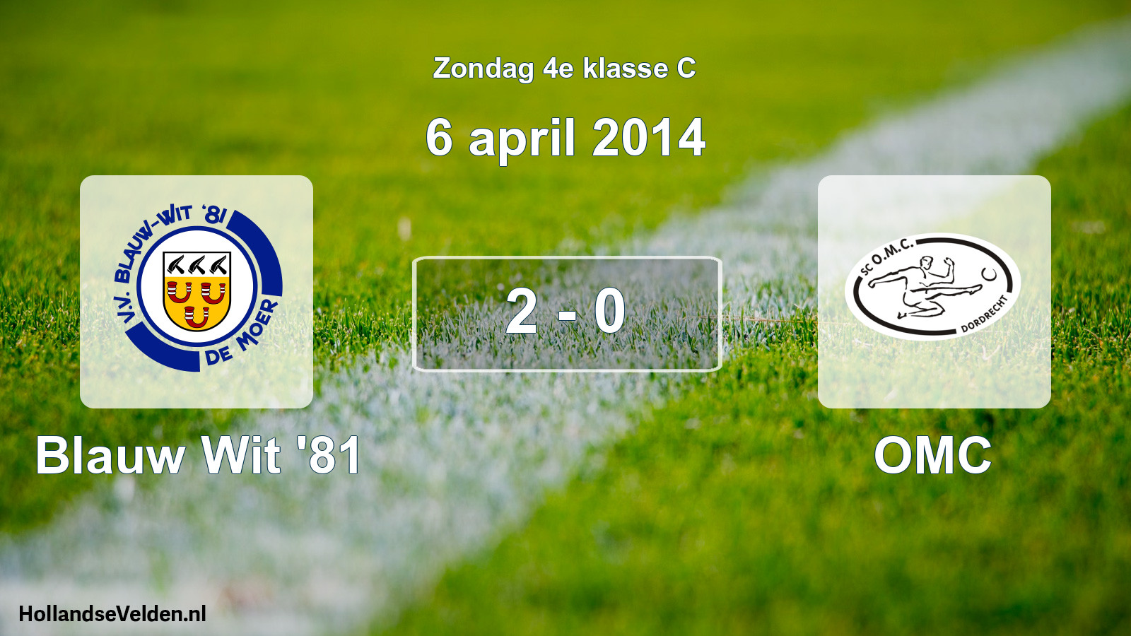 Total number of matches played: Blauw Wit '81 - OMC 2 - 0 (6 April 2014)