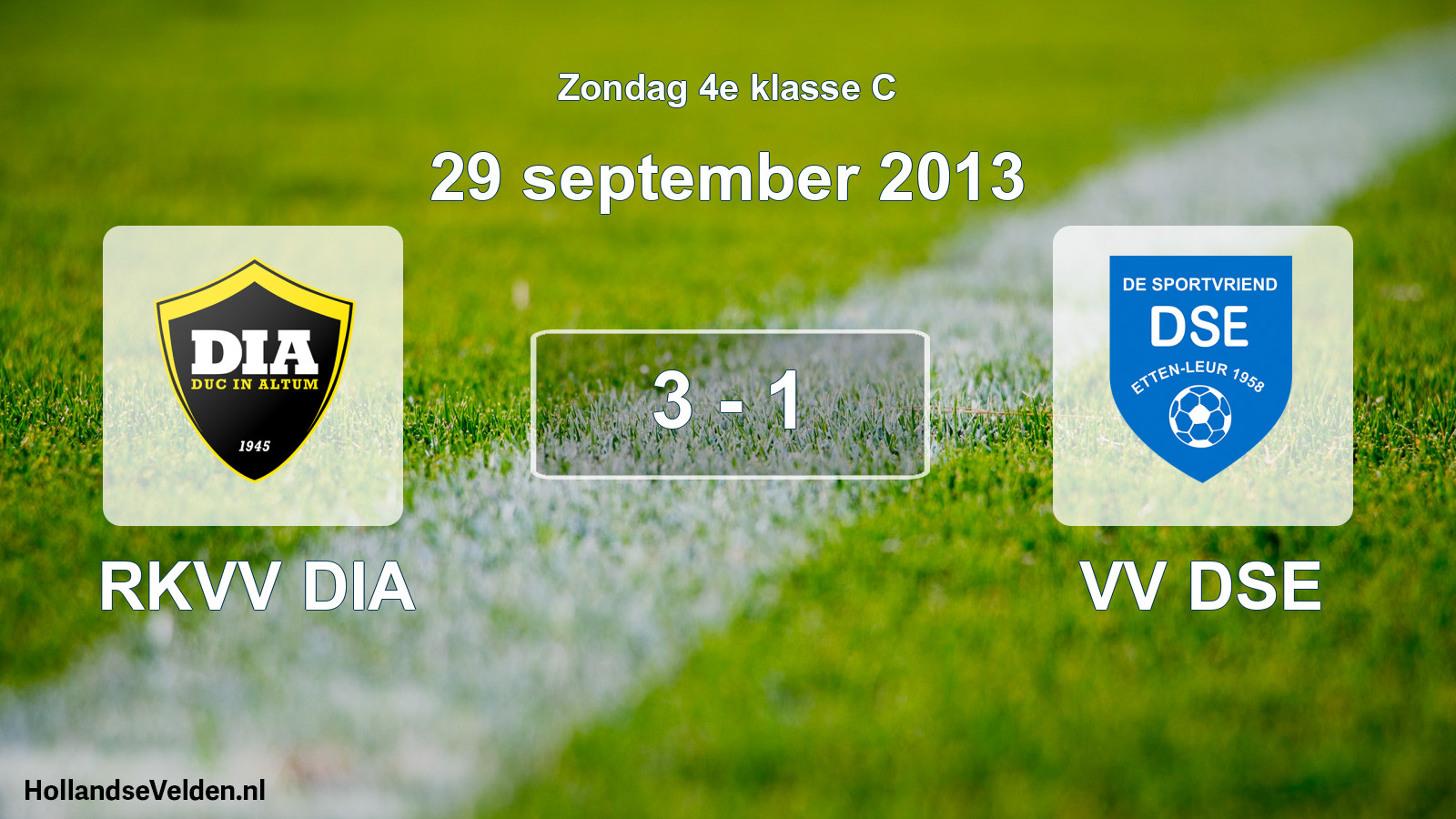 Total number of matches played: RKVV DIA - VV DSE 3 - 1 (29 September 2013)