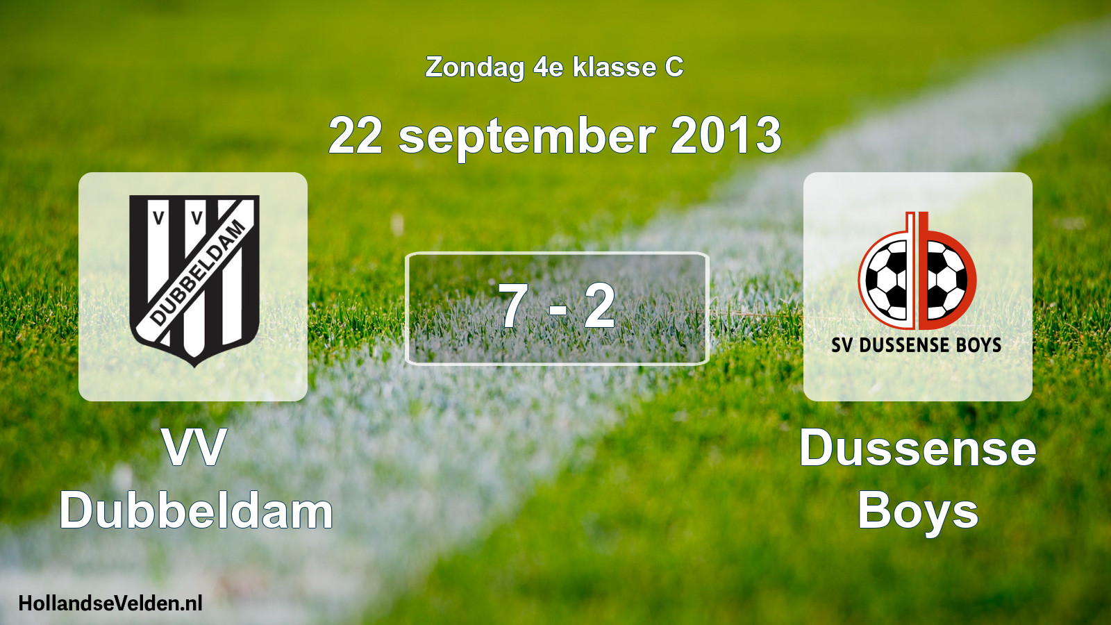 Total number of matches played: VV Dubbeldam - Dussense Boys 7 - 2 (22 September 2013)