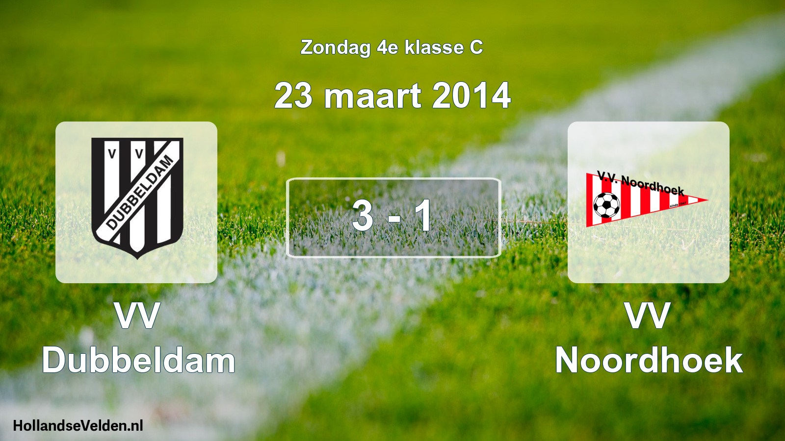 Total number of matches played: VV Dubbeldam - VV Noordhoek 3 - 1 (23 March 2014)