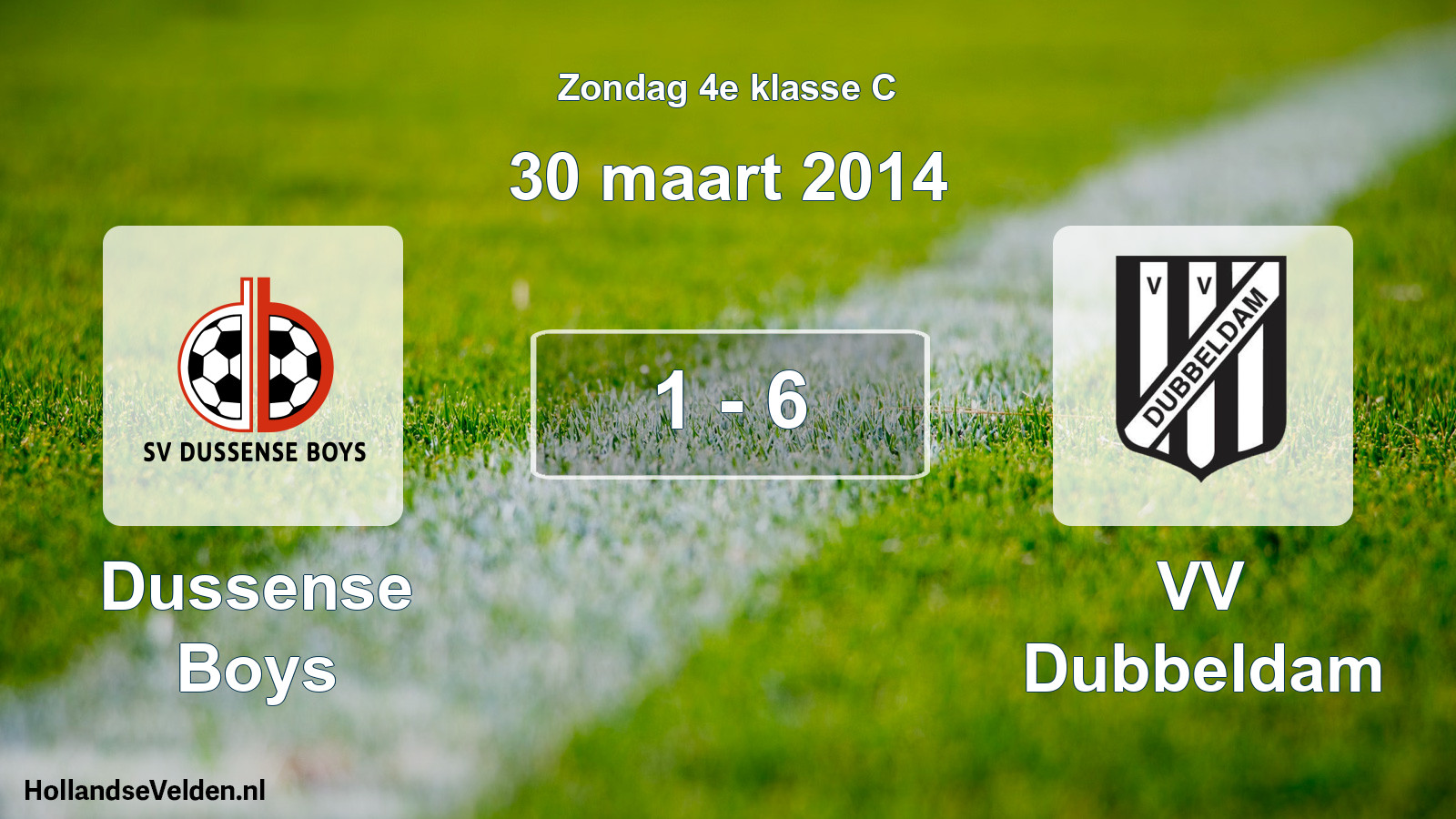 Total number of matches played: Dussense Boys - VV Dubbeldam 1 - 6 (30 March 2014)