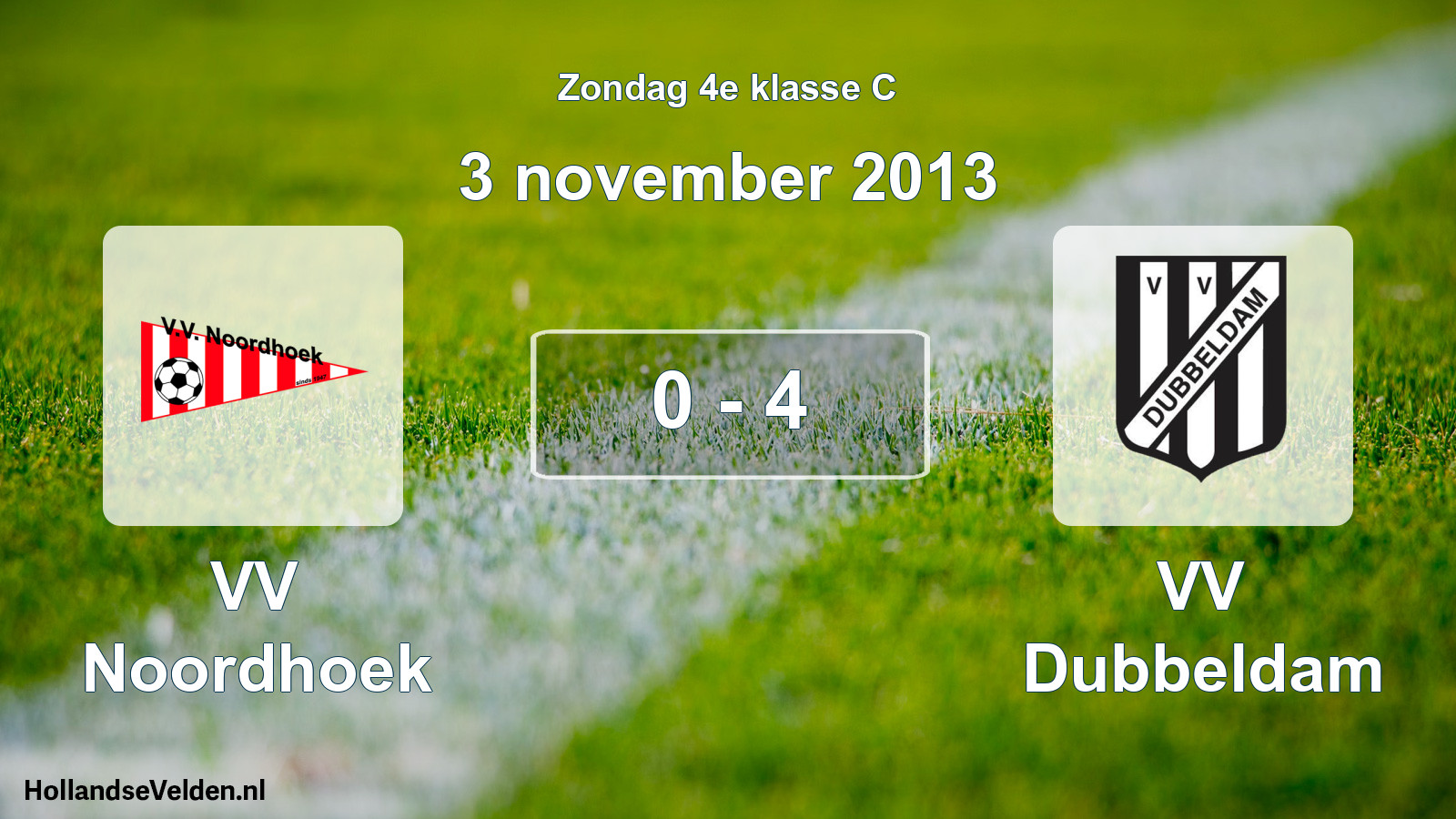 Total number of matches played: VV Noordhoek - VV Dubbeldam 0 - 4 (3 November 2013)