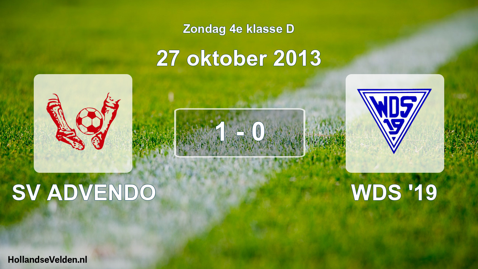 Total number of matches played: SV ADVENDO - WDS '19 1 - 0 (27 October 2013)