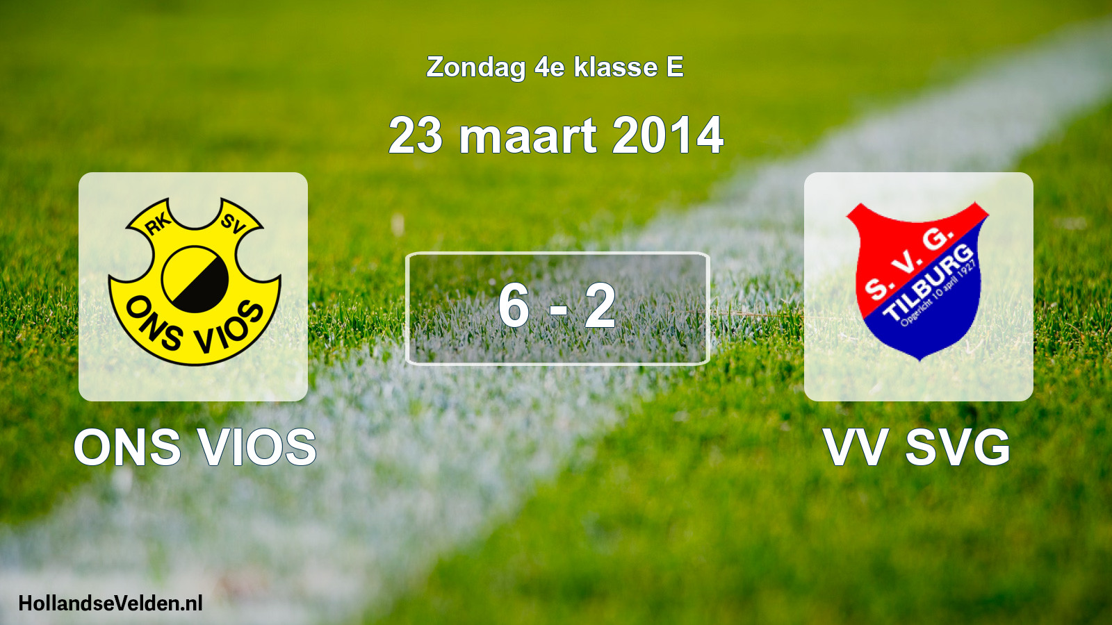 Total number of matches played: ONS VIOS - VV SVG 6 - 2 (23 March 2014)