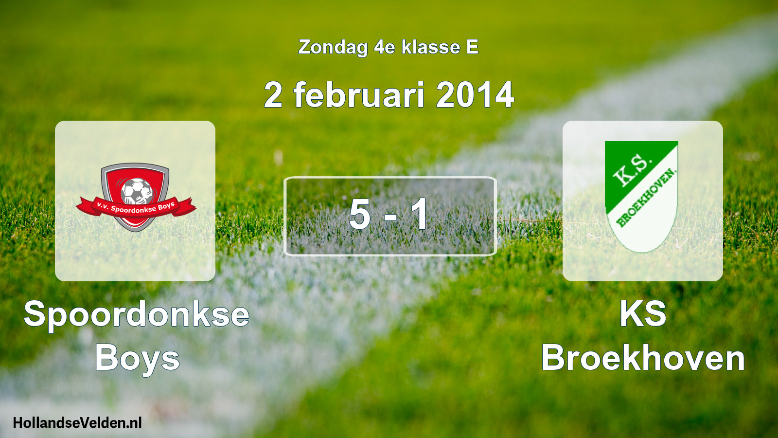 Total number of matches played: Spoordonkse Boys - KS Broekhoven 5 - 1 (2 February 2014)