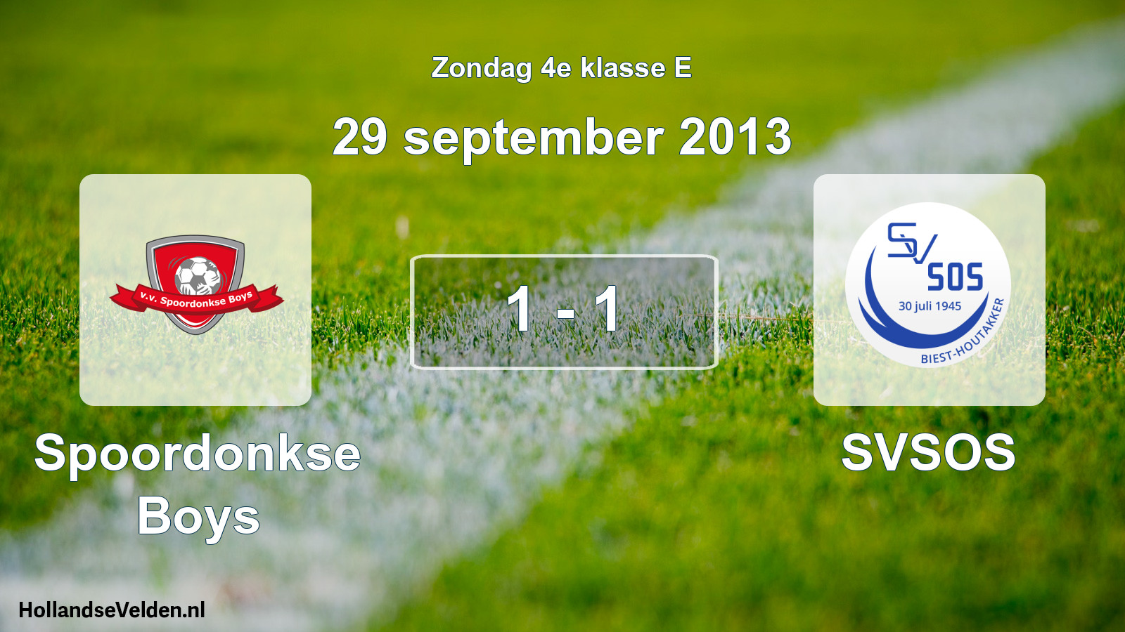 Total number of matches played: Spoordonkse Boys - SVSOS 1 - 1 (29 September 2013)