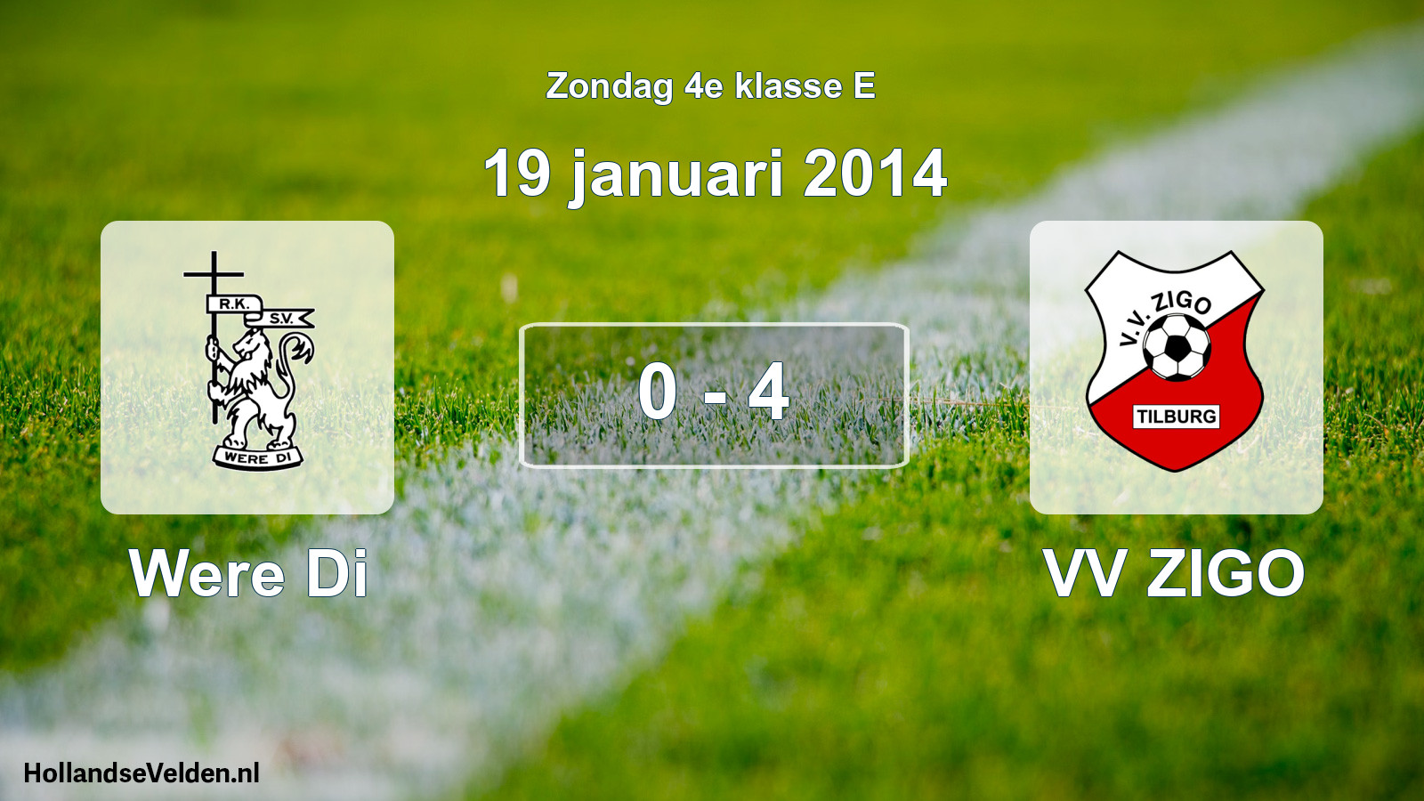 Total number of matches played: Were Di - VV ZIGO 0 - 4 (19 January 2014)