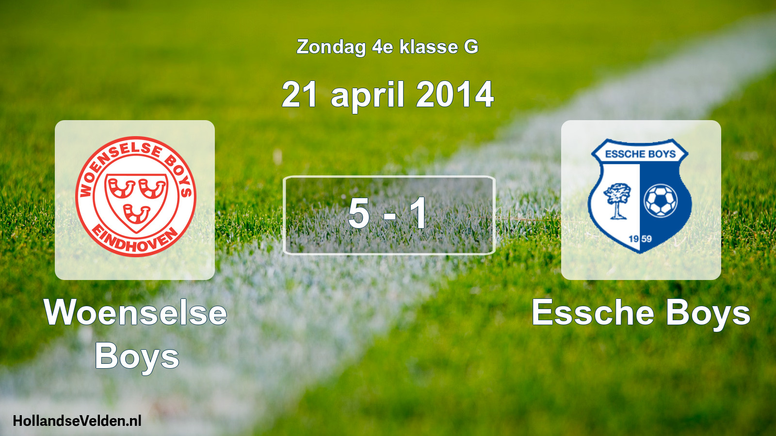 Total number of matches played: Woenselse Boys - Essche Boys 5 - 1 (21 April 2014)