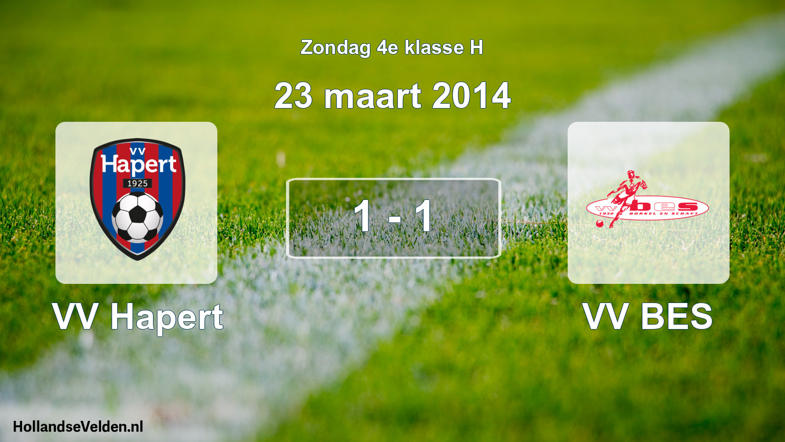 Total number of matches played: VV Hapert - VV BES 1 - 1 (23 March 2014)