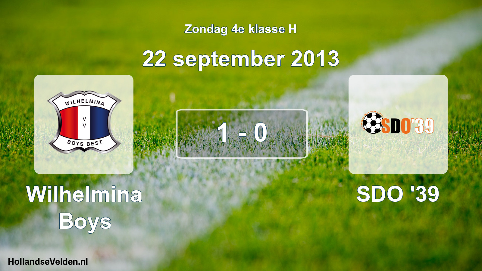 Total number of matches played: Wilhelmina Boys - SDO '39 1 - 0 (22 September 2013)