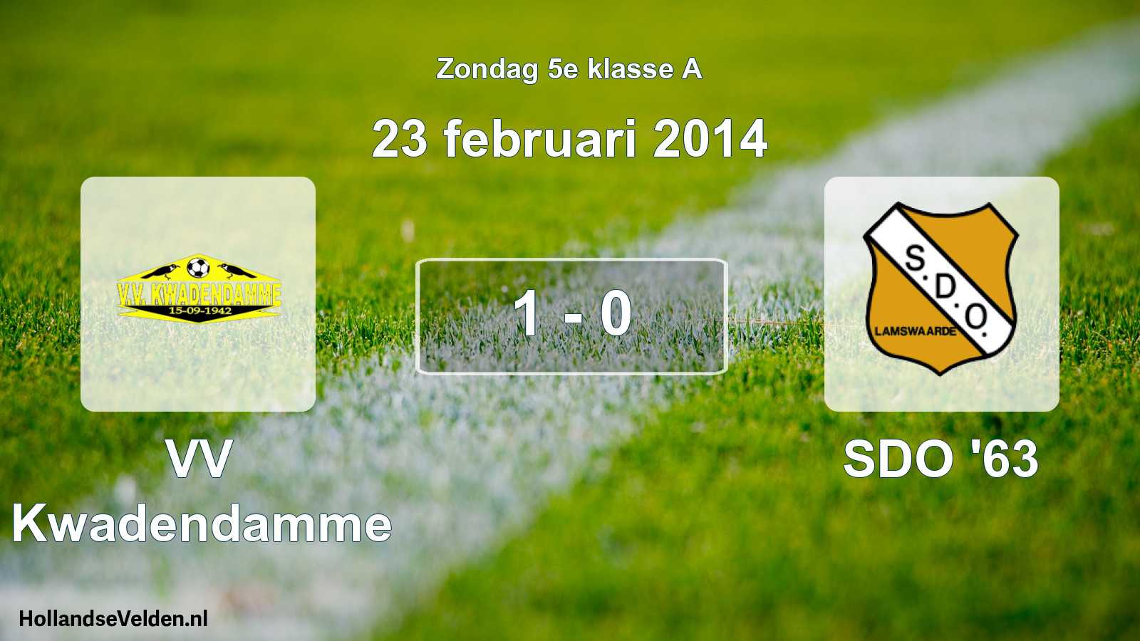 Total number of matches played: VV Kwadendamme - SDO '63 1 - 0 (23 February 2014)