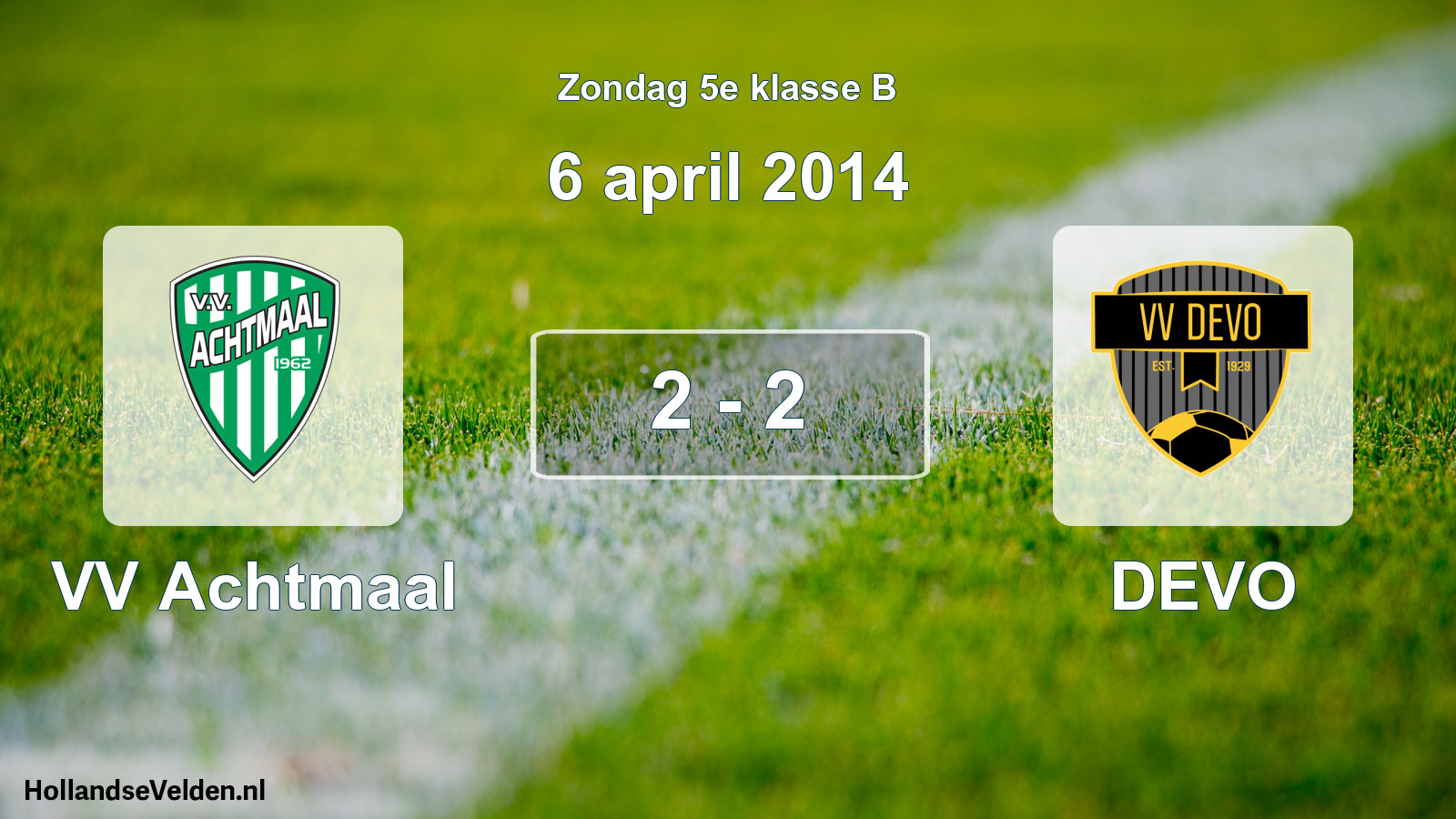 Total number of matches played: VV Achtmaal - DEVO 2 - 2 (6 April 2014)
