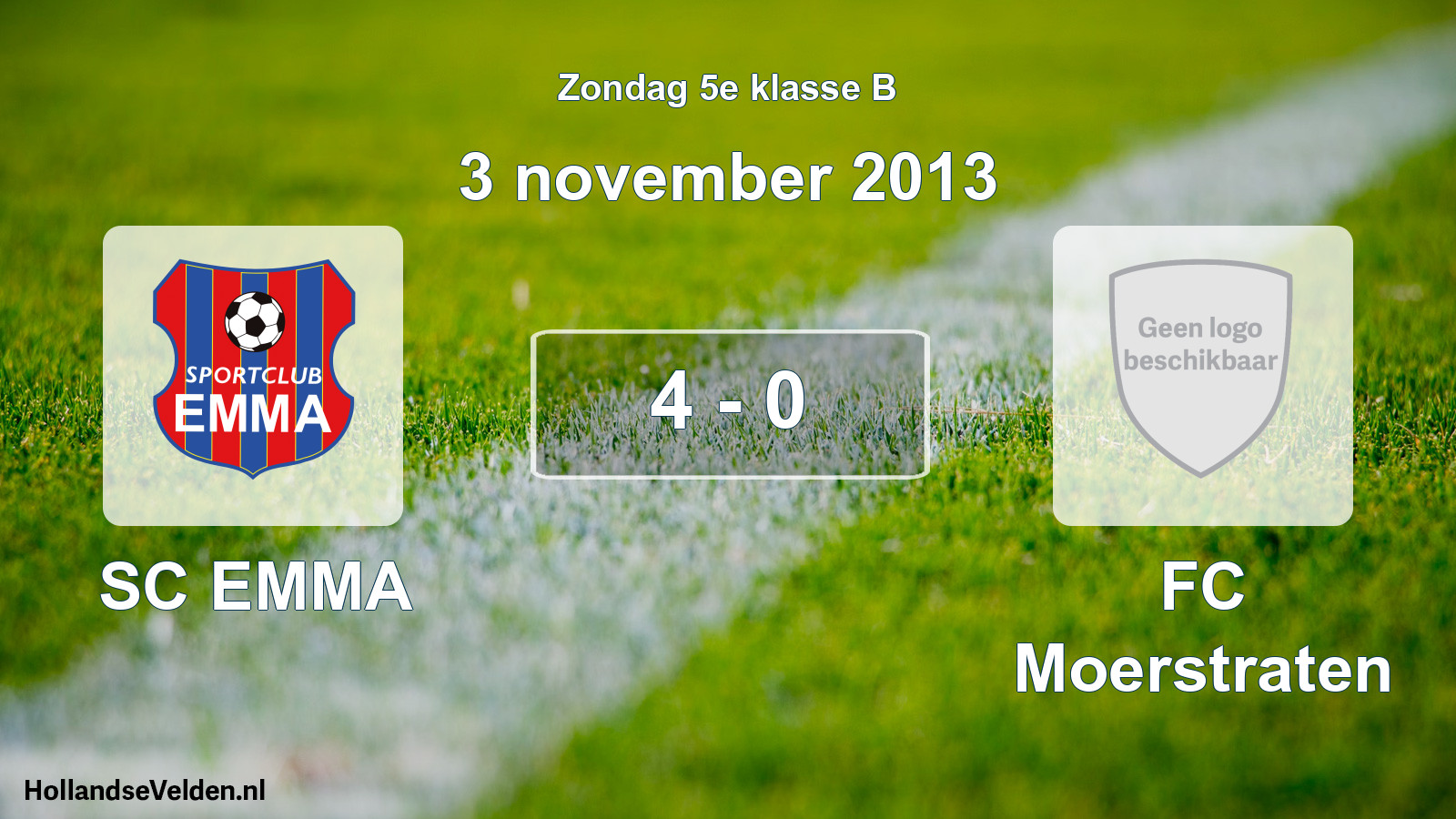 Total number of matches played: SC EMMA - FC Moerstraten 4 - 0 (3 November 2013)