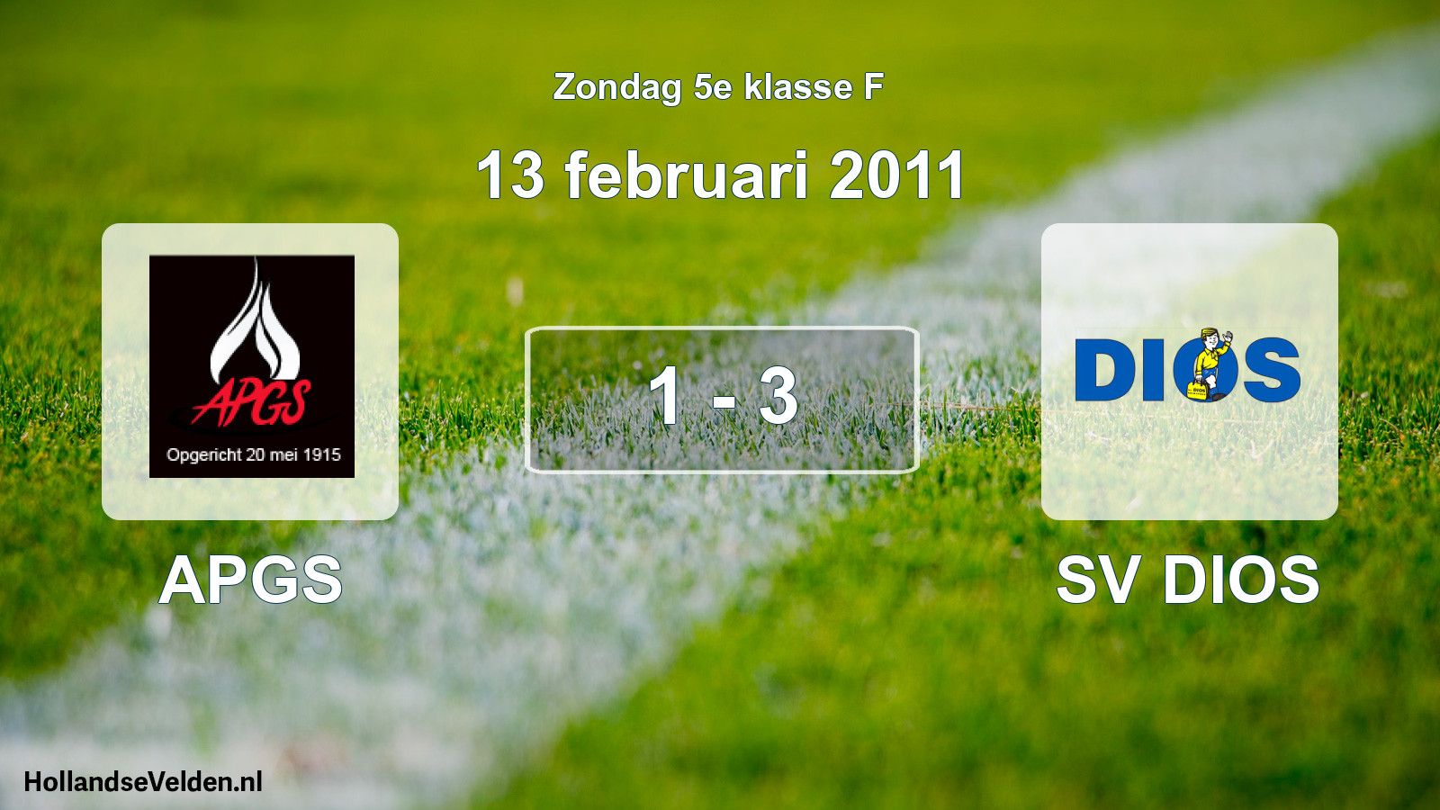 Total number of matches played: APGS - SV DIOS 1 - 3 (13 February 2011)