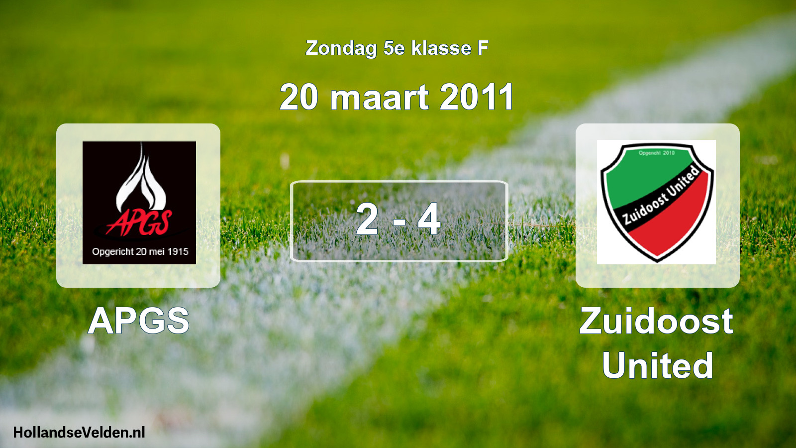Total number of matches played: APGS - Zuidoost United 2 - 4 (20 March 2011)