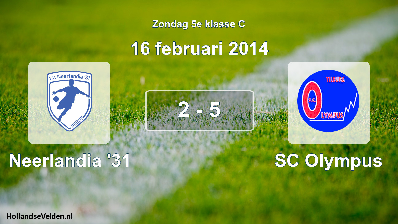Total number of matches played: Neerlandia '31 - SC Olympus 2 - 5 (16 February 2014)