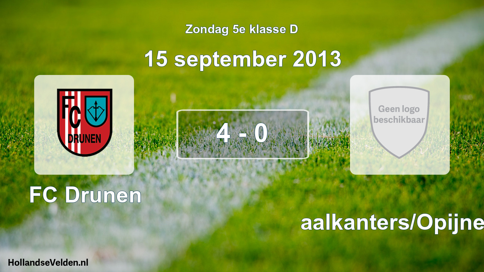 Total number of matches played: FC Drunen - Waalkanters/Opijnen 4 - 0 (15 September 2013)