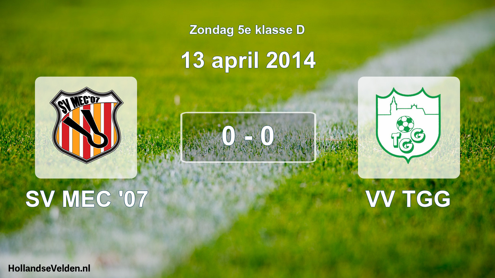Total number of matches played: SV MEC '07 - VV TGG 0 - 0 (13 April 2014)
