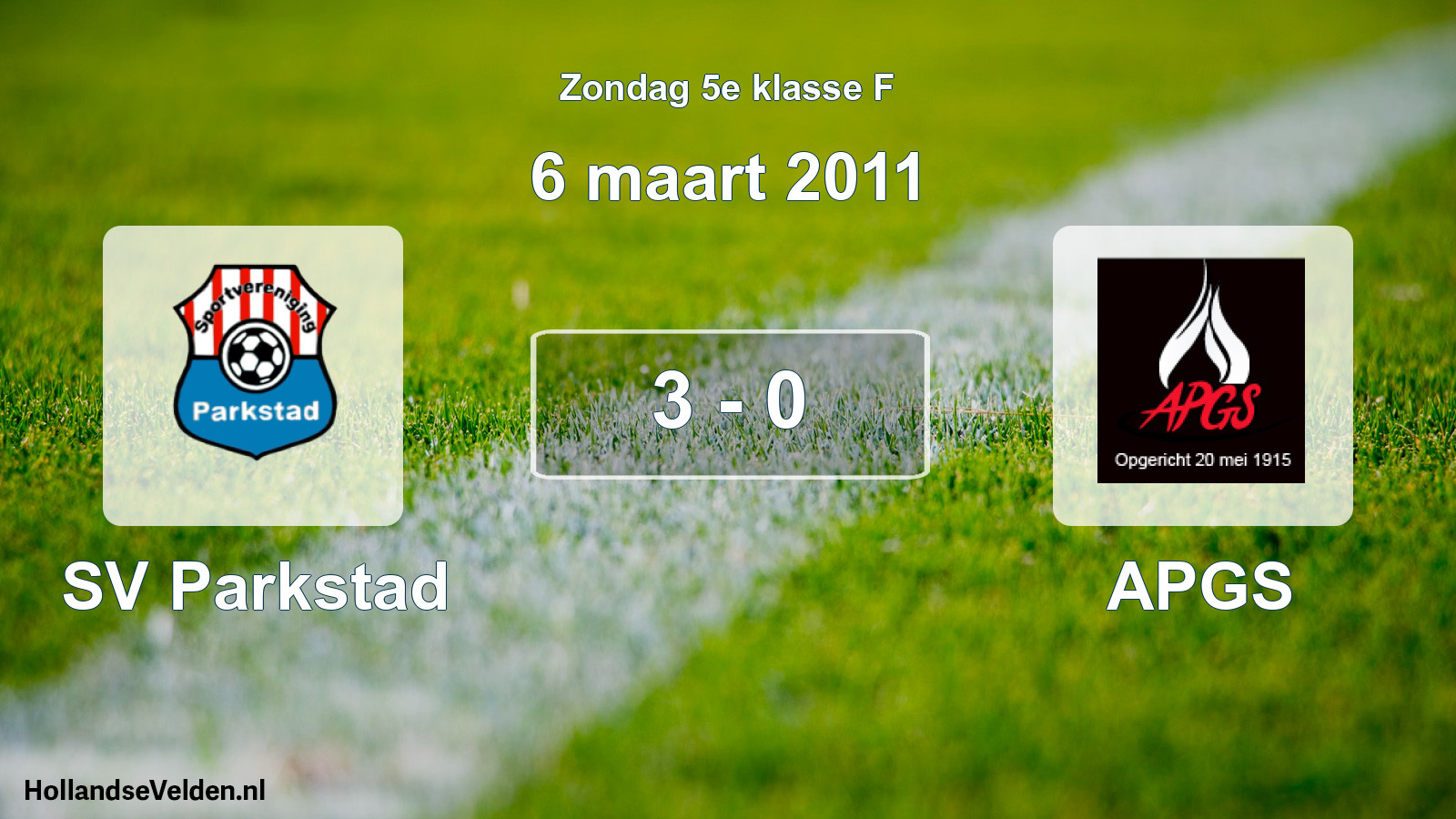 Total number of matches played: SV Parkstad - APGS 3 - 0 (6 March 2011)