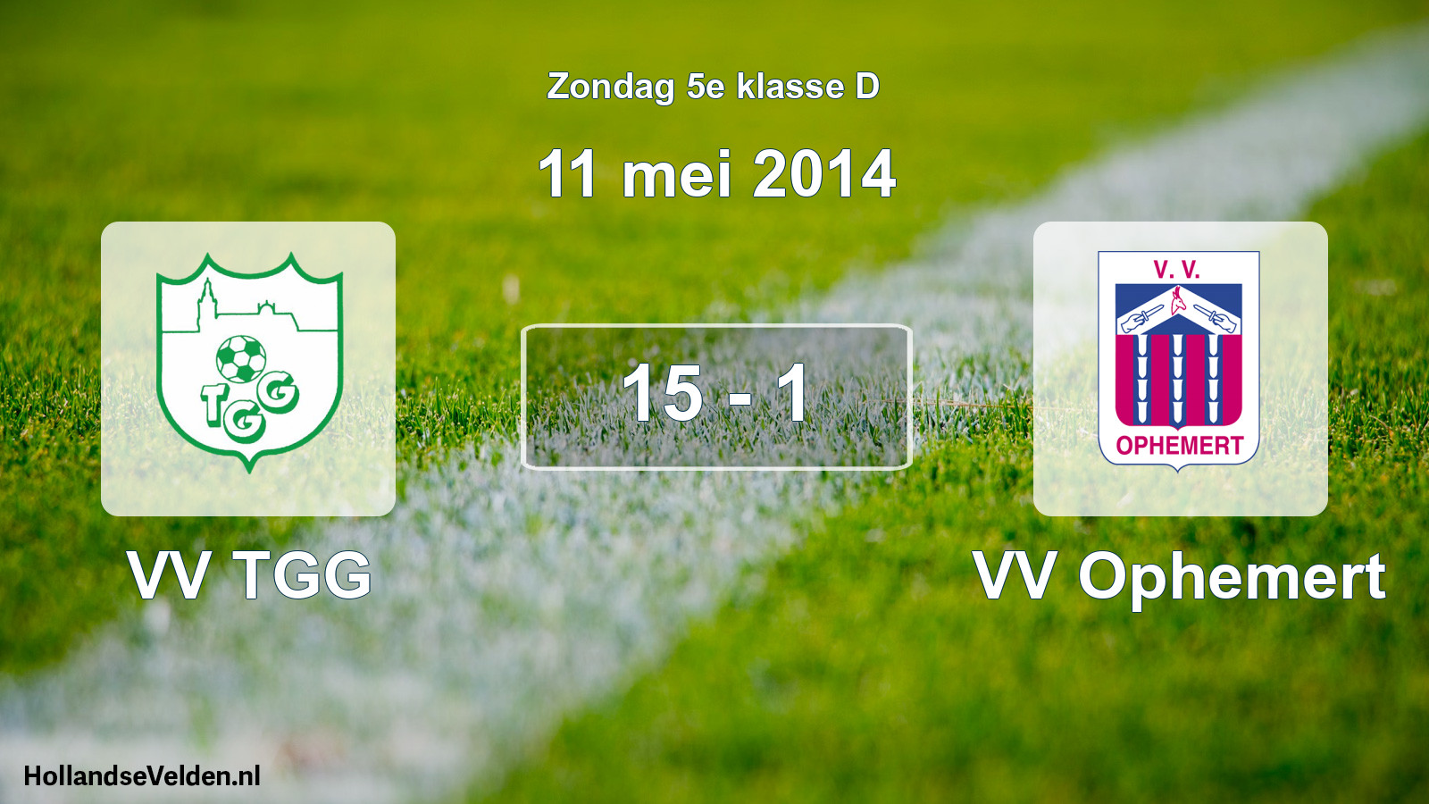 Total number of matches played: VV TGG - VV Ophemert 15 - 1 (11 May 2014)