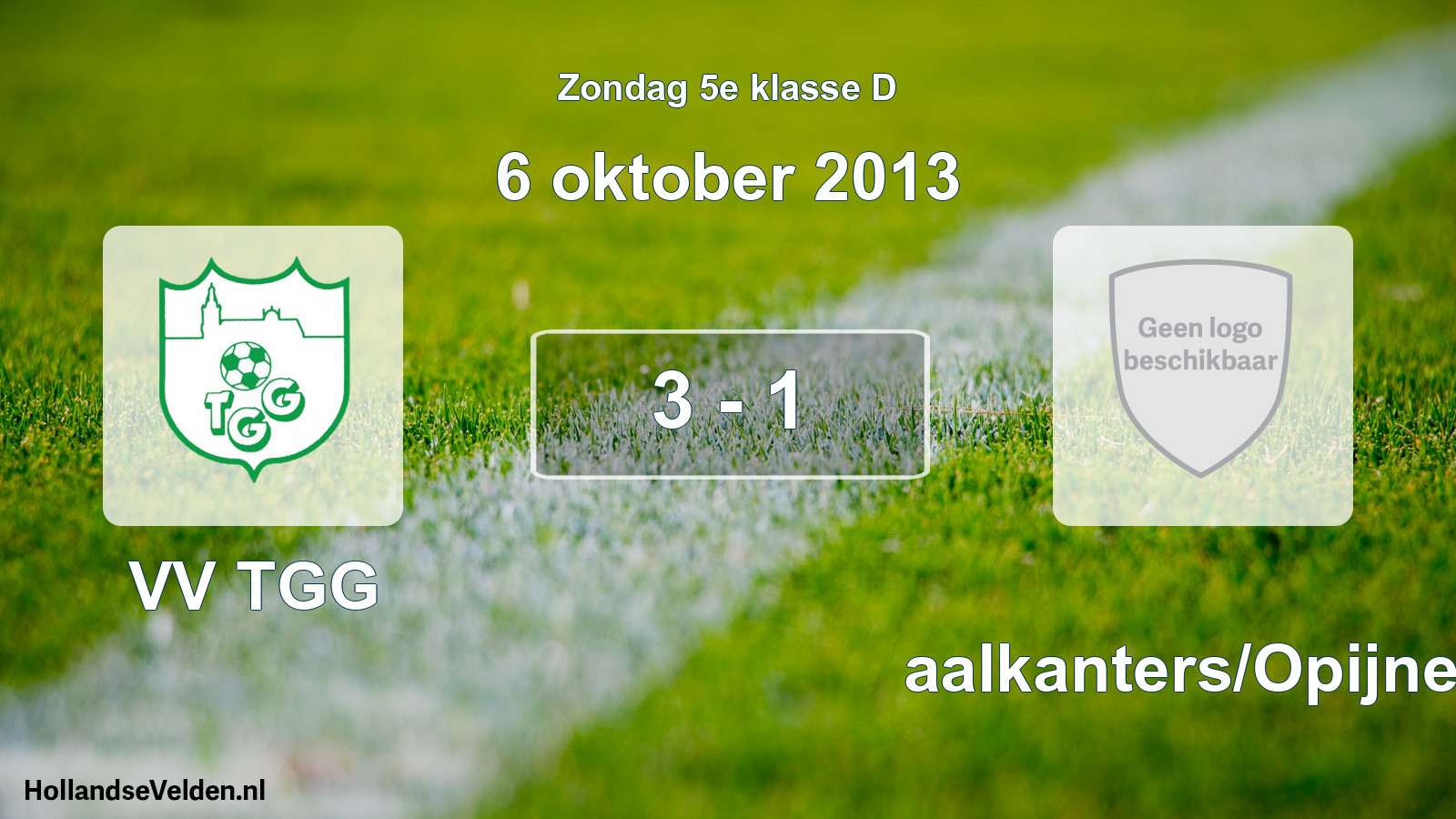 Total number of matches played: VV TGG - Waalkanters/Opijnen 3 - 1 (6 October 2013)