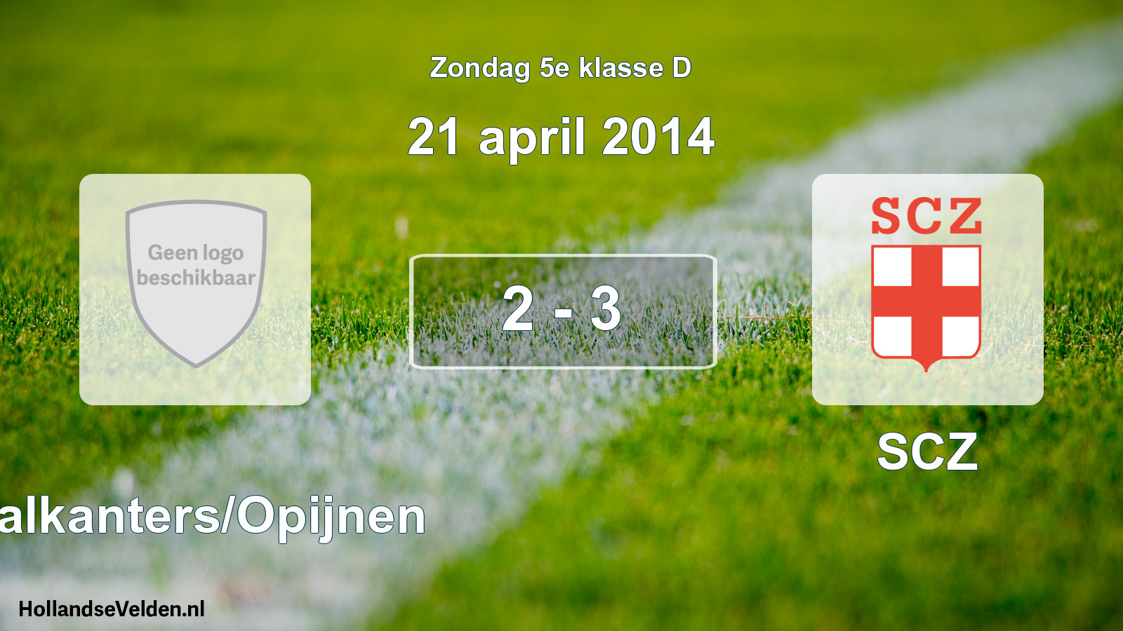 Total number of matches played: Waalkanters/Opijnen - SCZ 2 - 3 (21 April 2014)