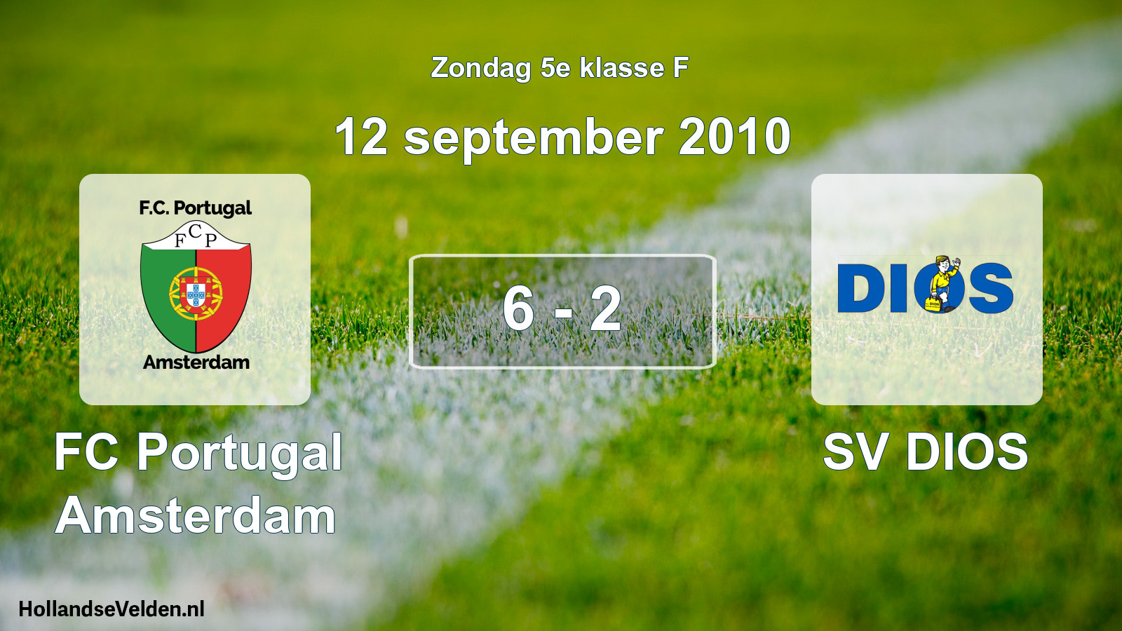 Total number of matches played: FC Portugal Amsterdam - SV DIOS 6 - 2 (12 September 2010)