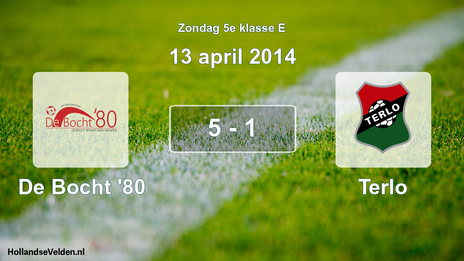 Total number of matches played: De Bocht '80 - Terlo 5 - 1 (13 April 2014)