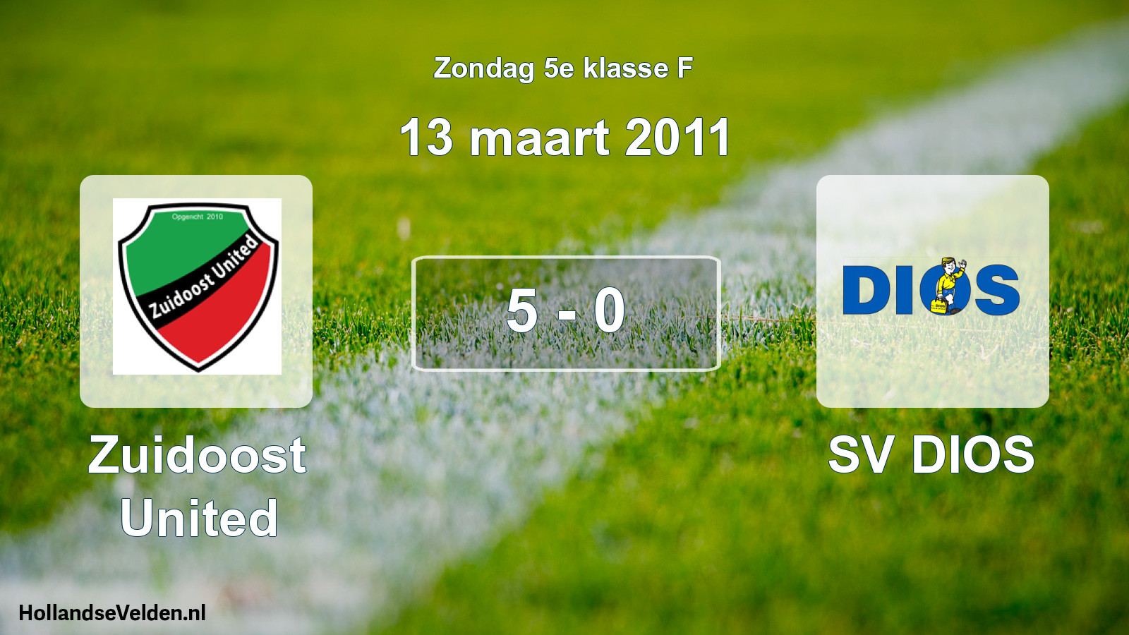 Total number of matches played: Zuidoost United - SV DIOS 5 - 0 (13 March 2011)