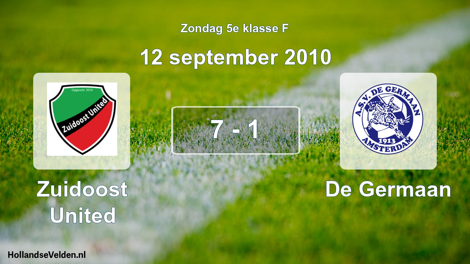 Total number of matches played: Zuidoost United - De Germaan 7 - 1 (12 September 2010)