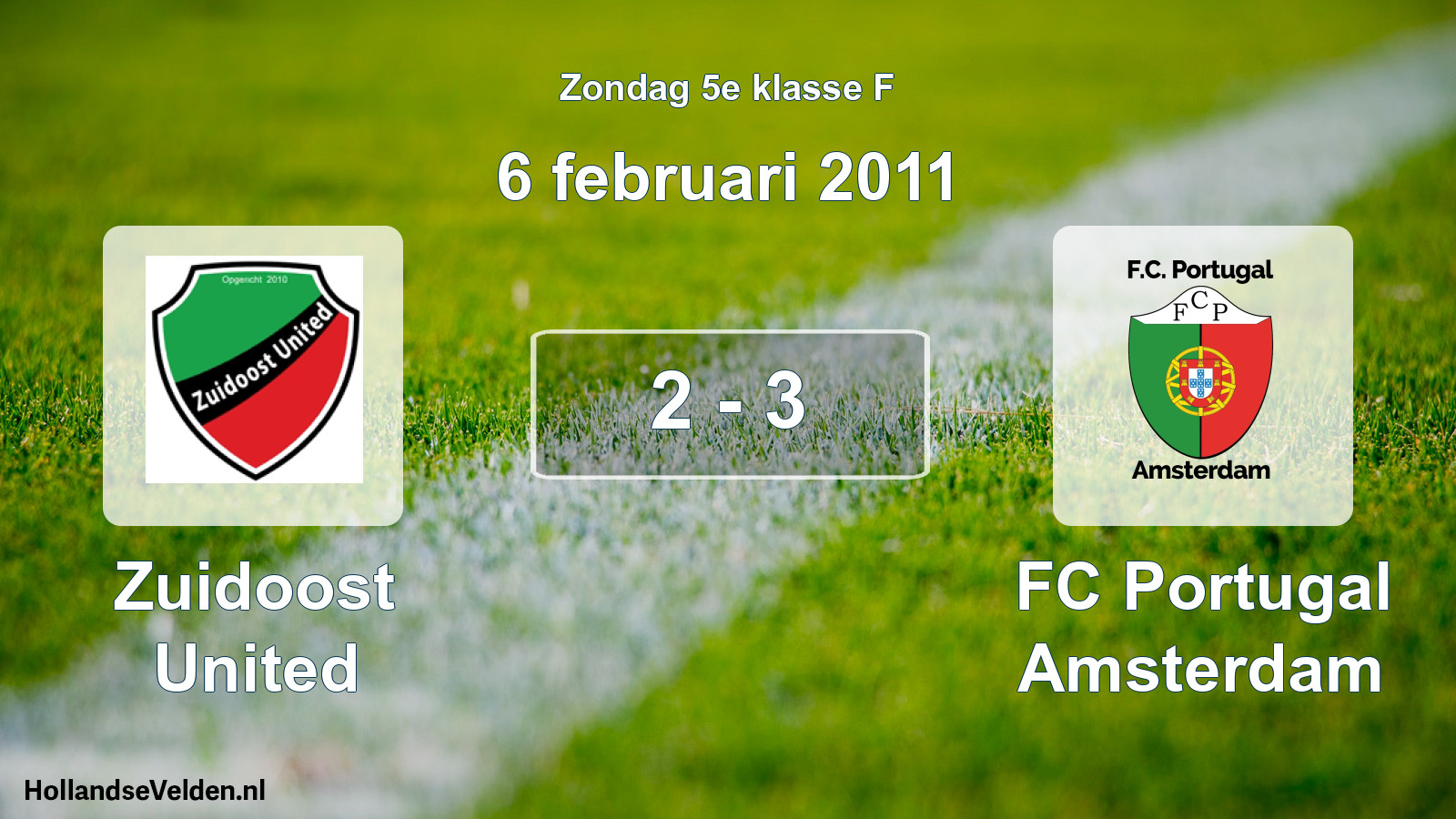Total number of matches played: Zuidoost United - FC Portugal Amsterdam 2 - 3 (6 February 2011)