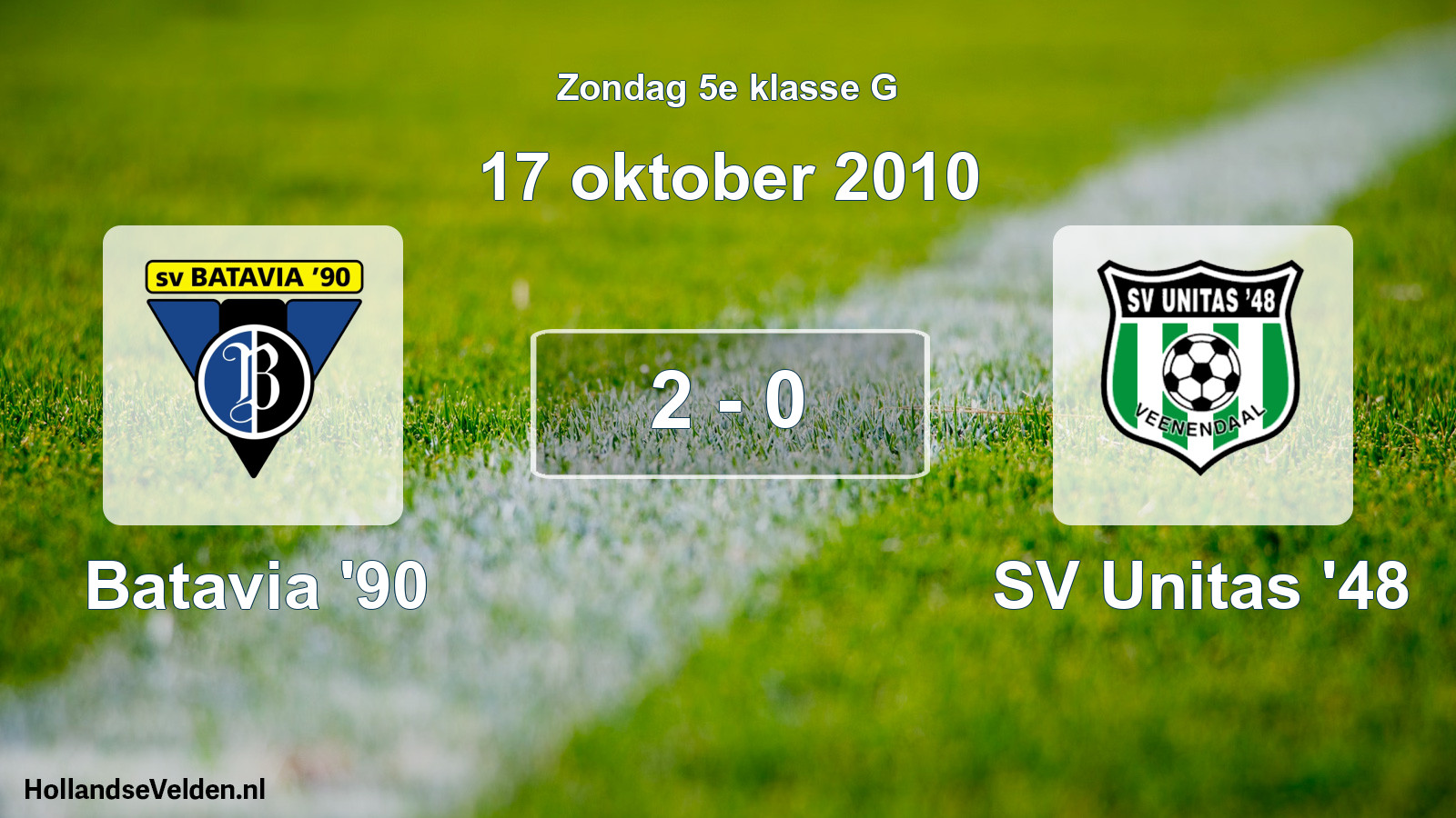 Gespeelde wedstrijd: Batavia '90 - SV Unitas '48 2 - 0 (17 oktober 2010)