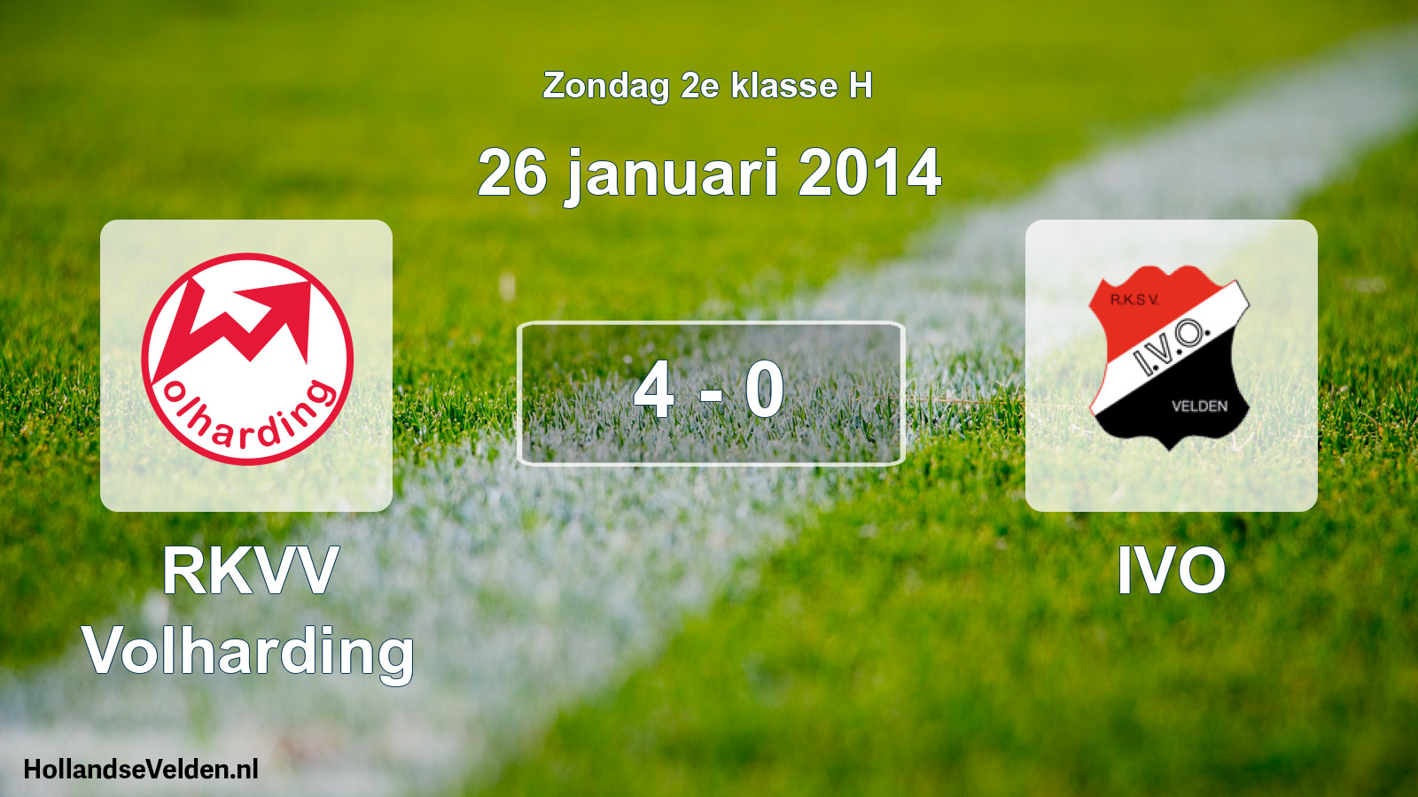 Total number of matches played: RKVV Volharding - IVO 4 - 0 (26 January 2014)