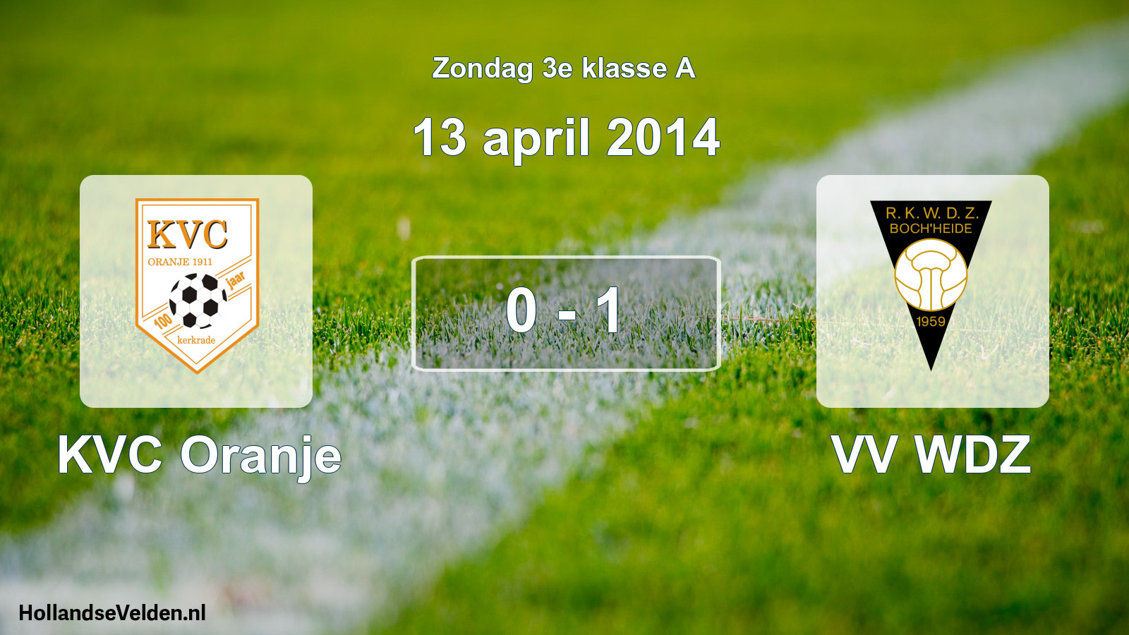 Total number of matches played: KVC Oranje - VV WDZ 0 - 1 (13 April 2014)