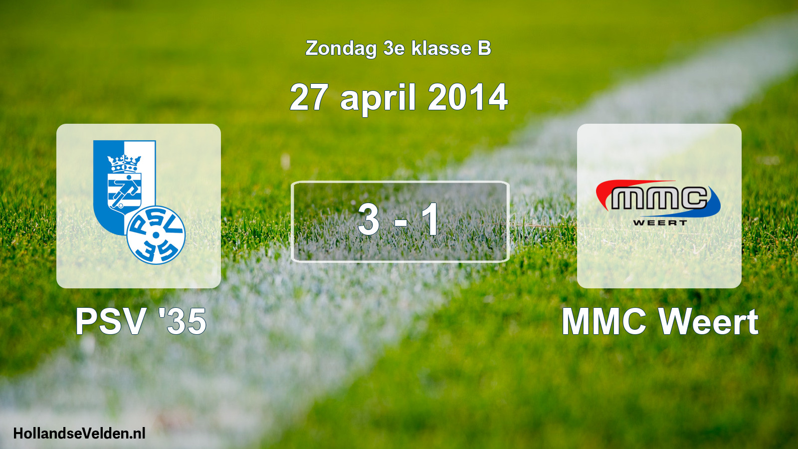 Total number of matches played: PSV '35 - MMC Weert 3 - 1 (27 April 2014)