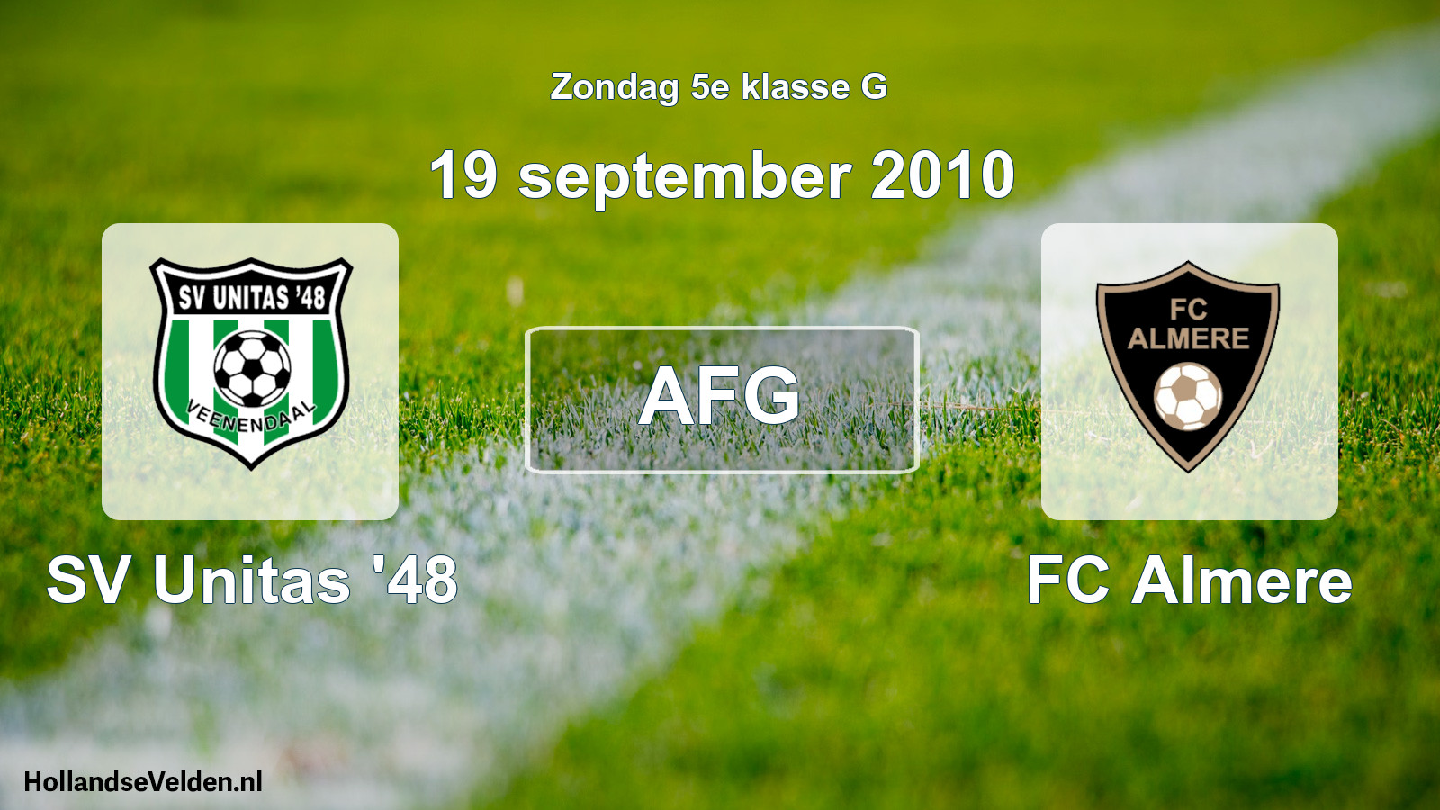 Geplande wedstrijd: SV Unitas '48 - FC Almere (19 september 2010)