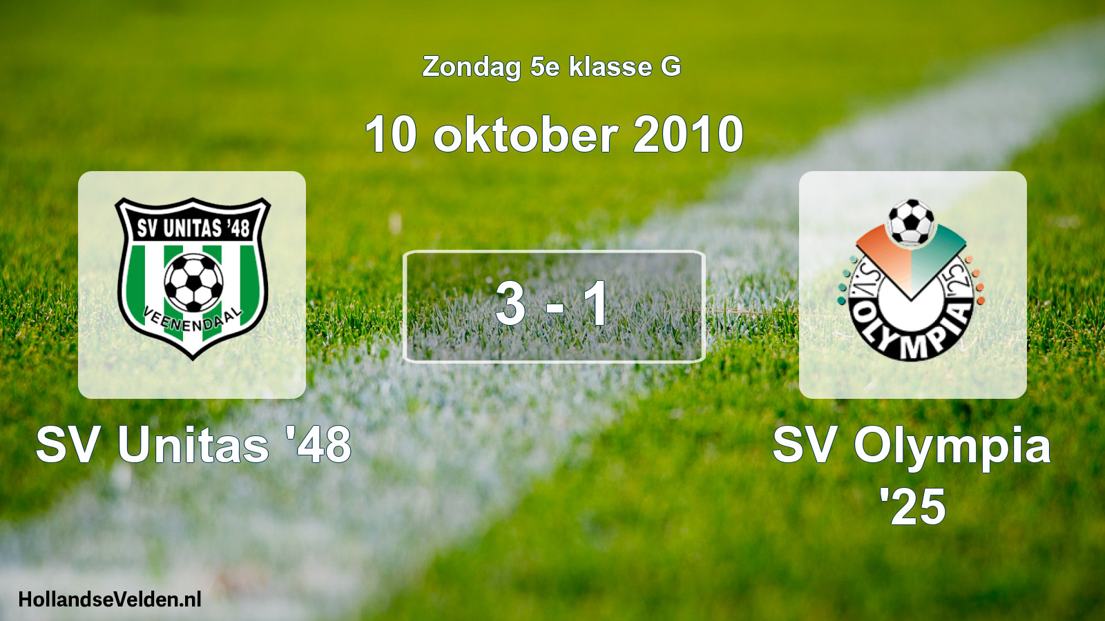 Gespeelde wedstrijd: SV Unitas '48 - SV Olympia '25 3 - 1 (10 oktober 2010)