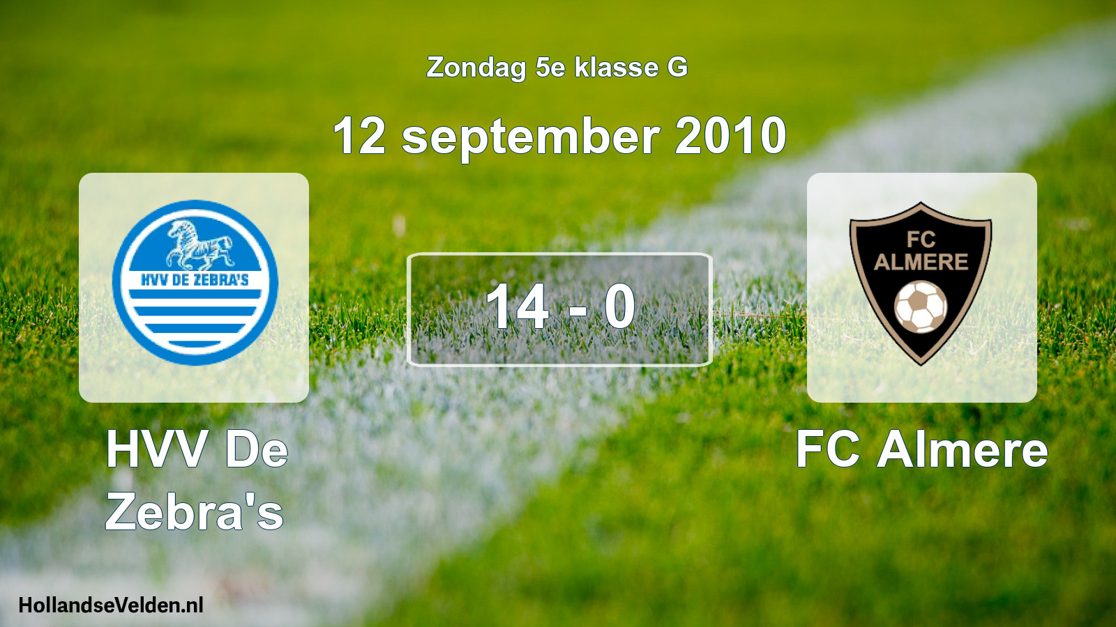 Gespeelde wedstrijd: HVV De Zebra's - FC Almere 14 - 0 (12 september 2010)