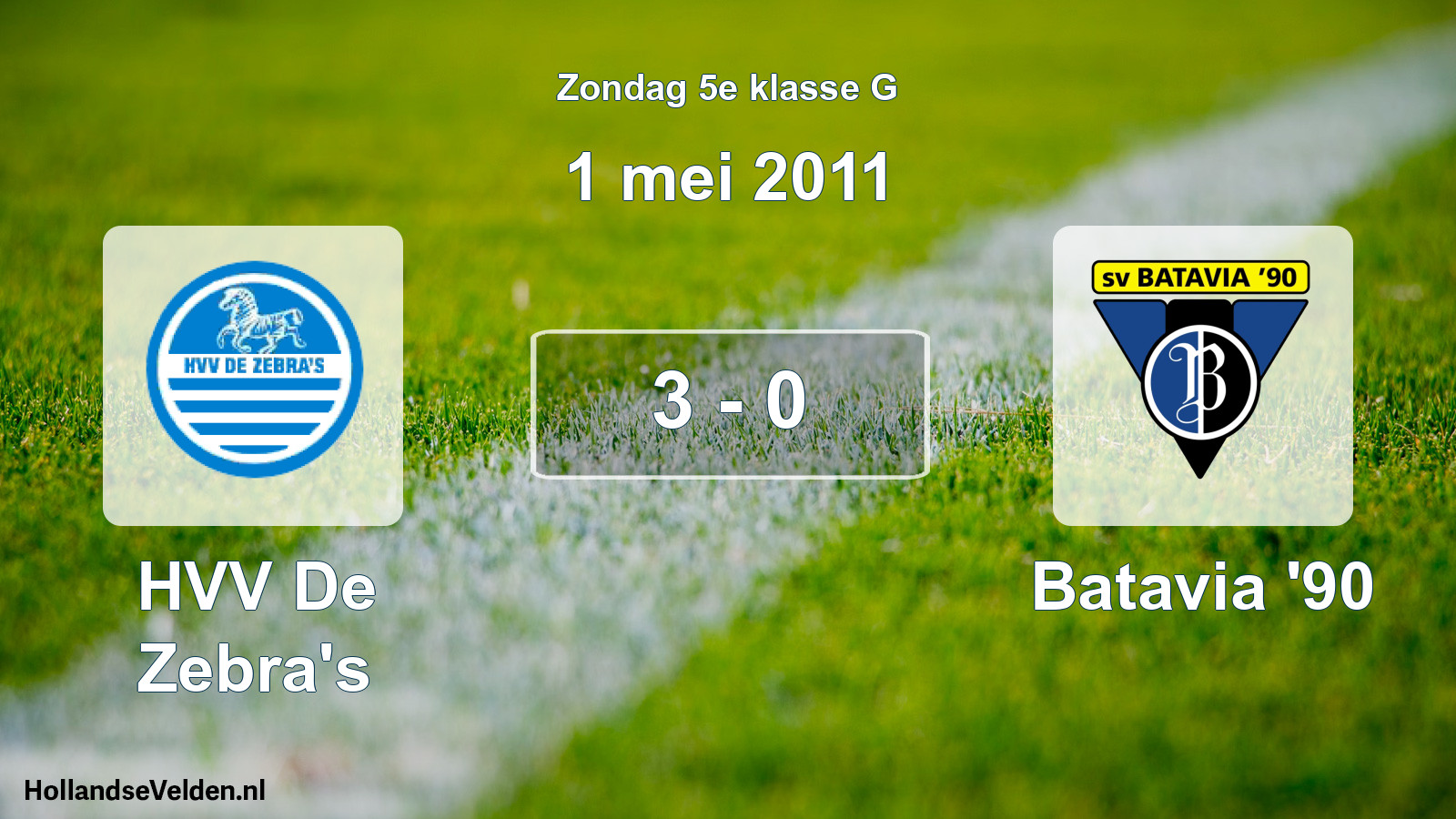 Total number of matches played: HVV De Zebra's - Batavia '90 3 - 0 (1 May 2011)