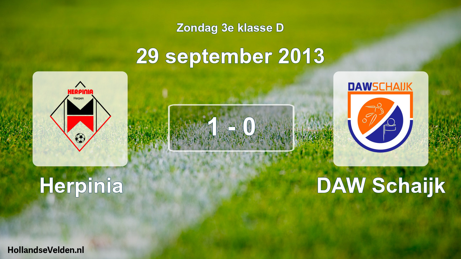 Total number of matches played: Herpinia - DAW Schaijk 1 - 0 (29 September 2013)