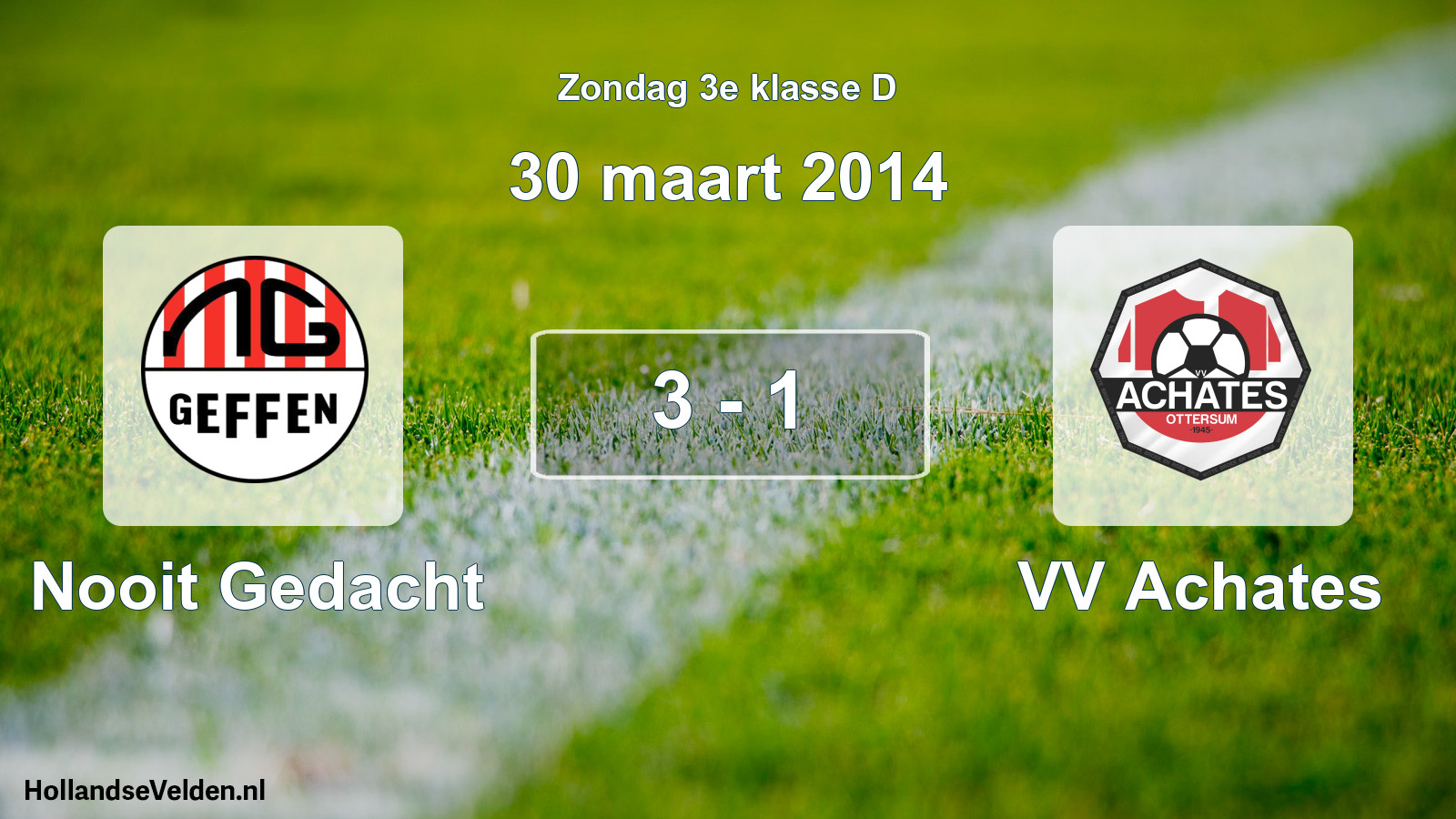 Total number of matches played: Nooit Gedacht - VV Achates 3 - 1 (30 March 2014)