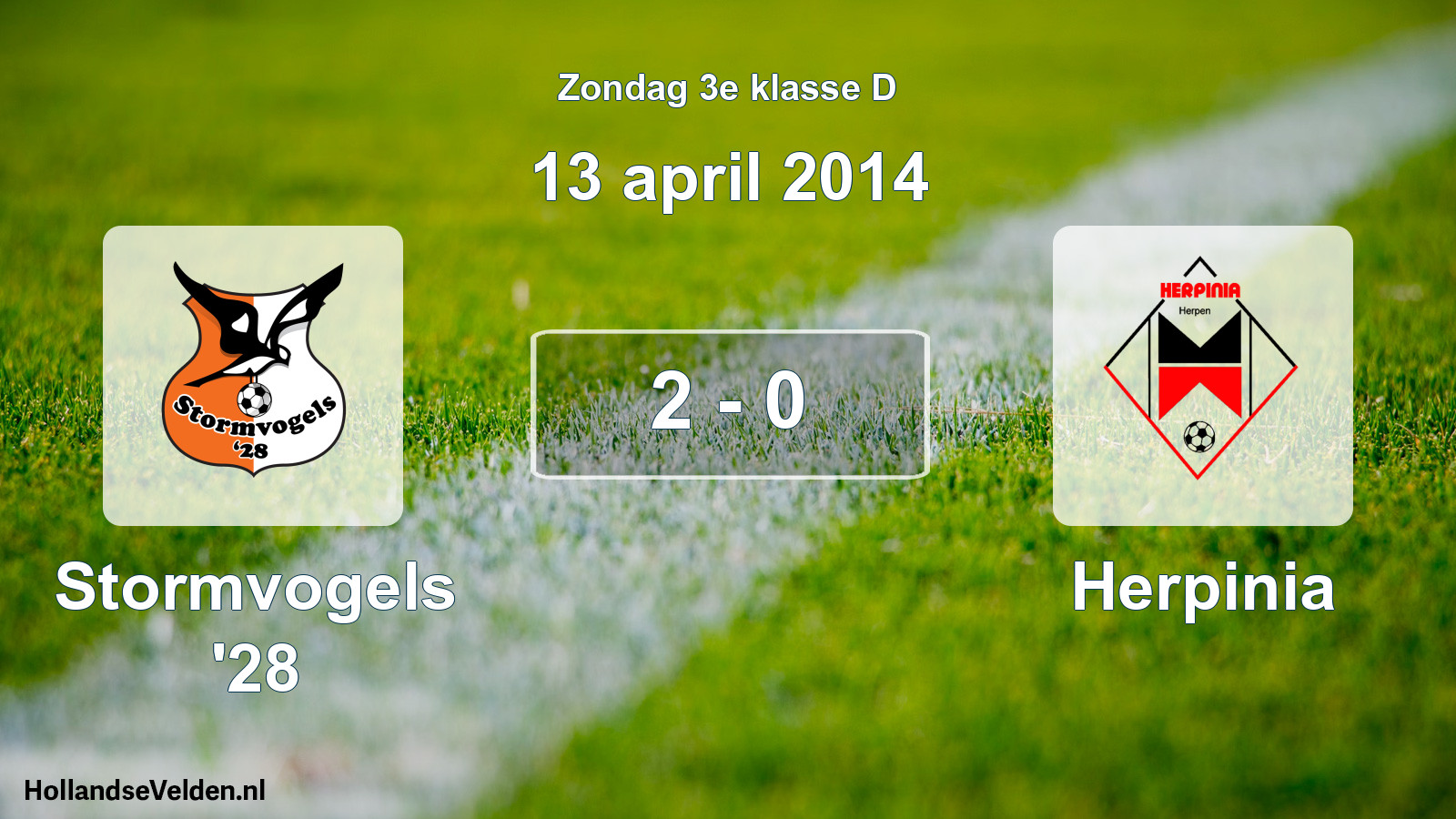 Total number of matches played: Stormvogels '28 - Herpinia 2 - 0 (13 April 2014)