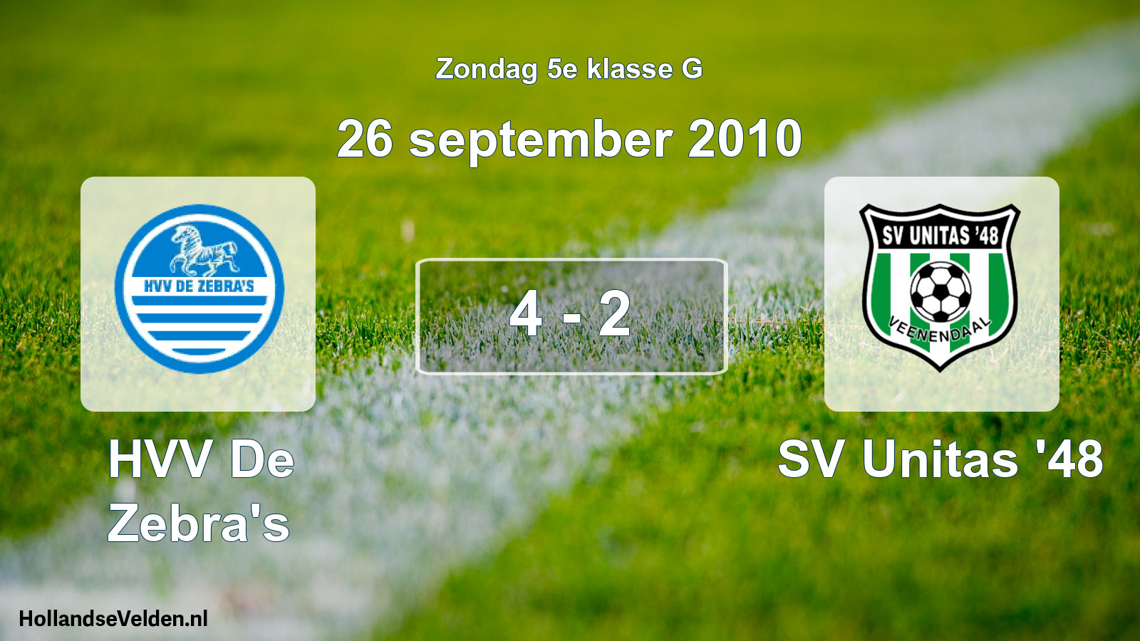 Gespeelde wedstrijd: HVV De Zebra's - SV Unitas '48 4 - 2 (26 september 2010)