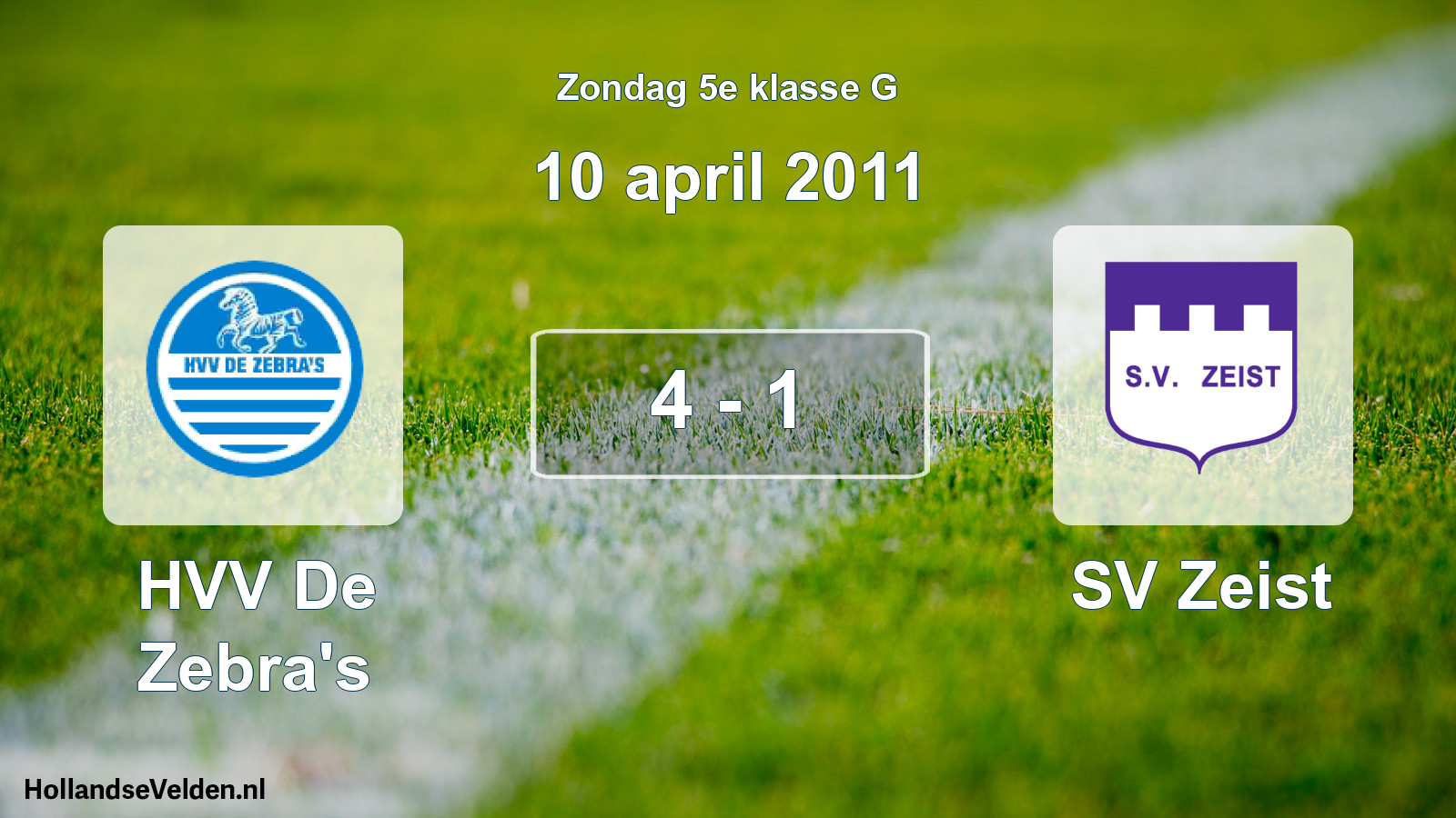 Total number of matches played: HVV De Zebra's - SV Zeist 4 - 1 (10 April 2011)